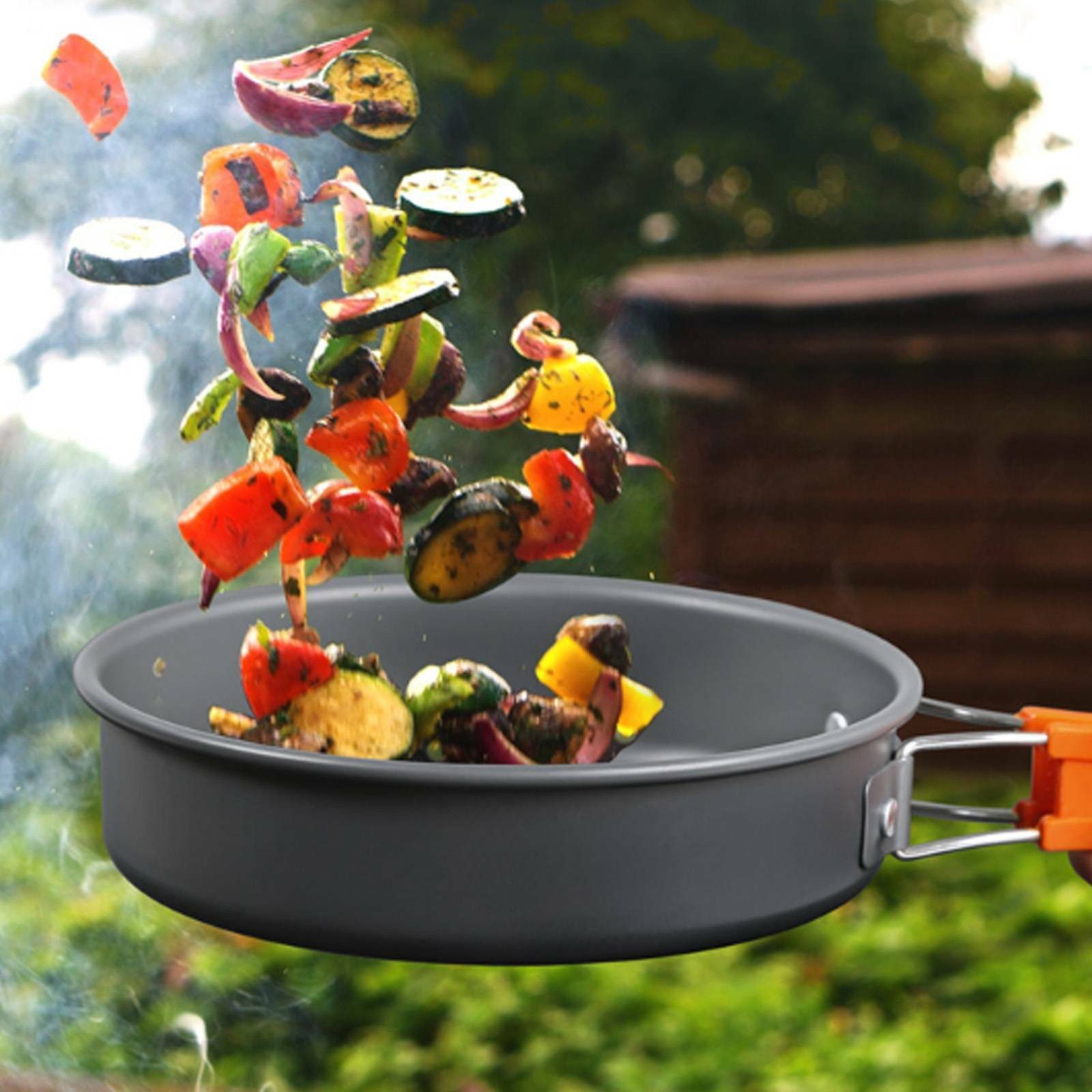 Youyijia Geschirr-Set 8 Teilig Aluminium Camping Kochset Campinggeschirr Topf Set