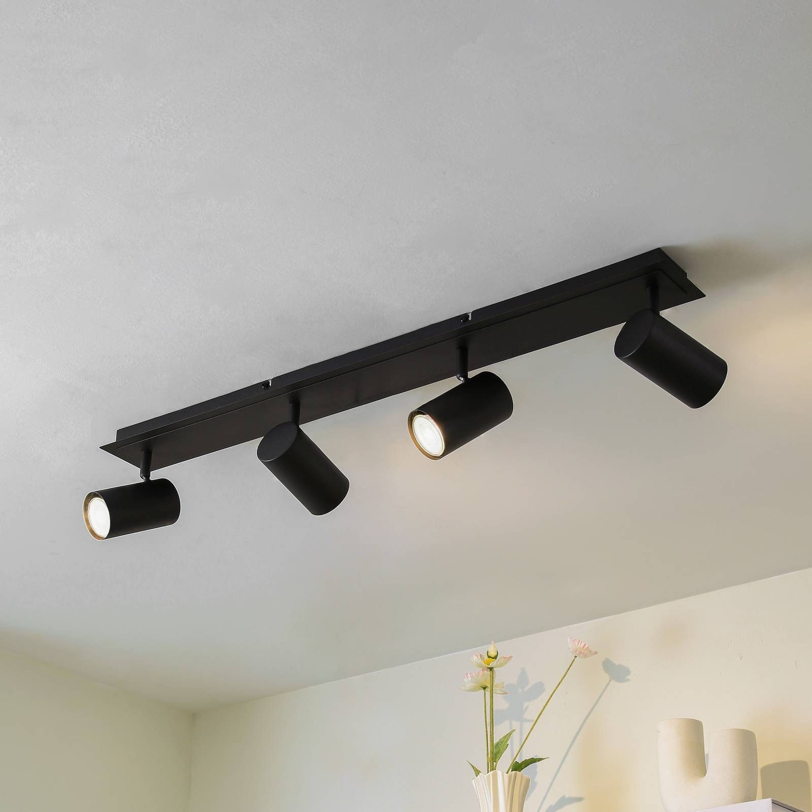 Lindby Deckenstrahler Joffrey, Metall, Schwarz IP20, 4 x 10 W LED