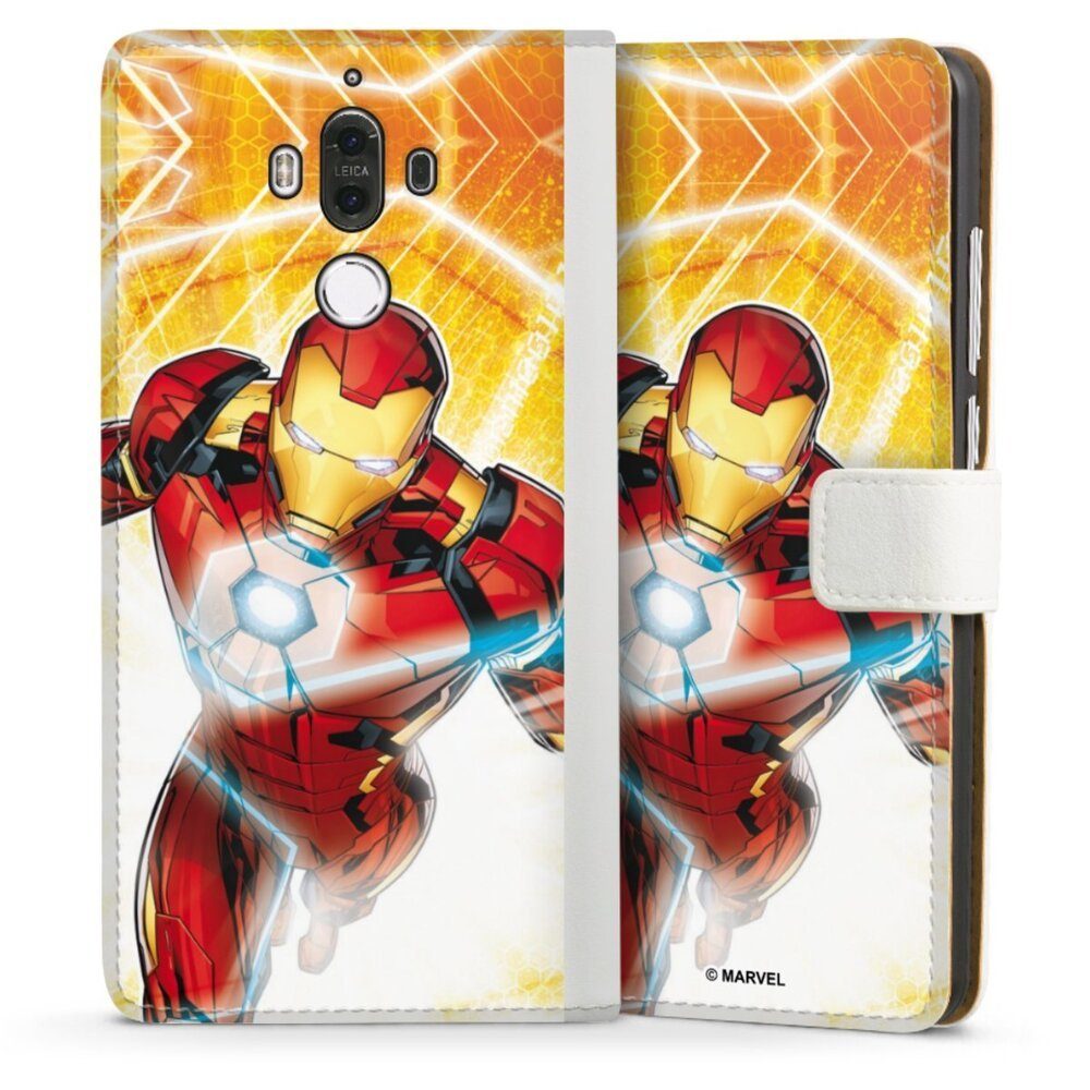 DeinDesign Handyhülle Iron Man on Fire, Huawei Mate 9 Hülle Handy Flip Case Wallet Cover Handytasche Leder