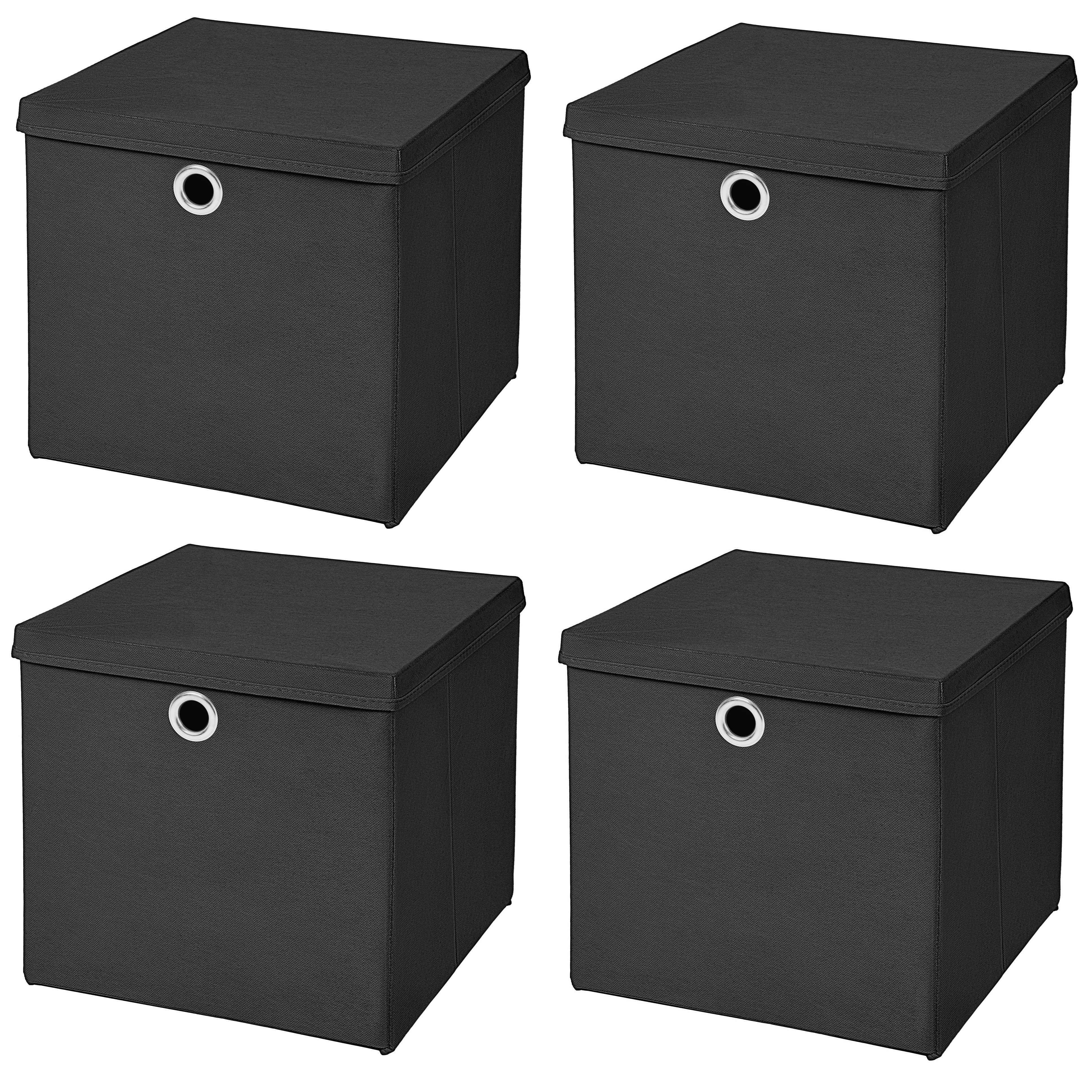Faltbox 4 Stück 33 x 33 x 33 cm Faltbox mit Deckel Stoffbox Aufbewahrungsbox (4er SET 33x33x33) in verschiedenen Farben 33cm