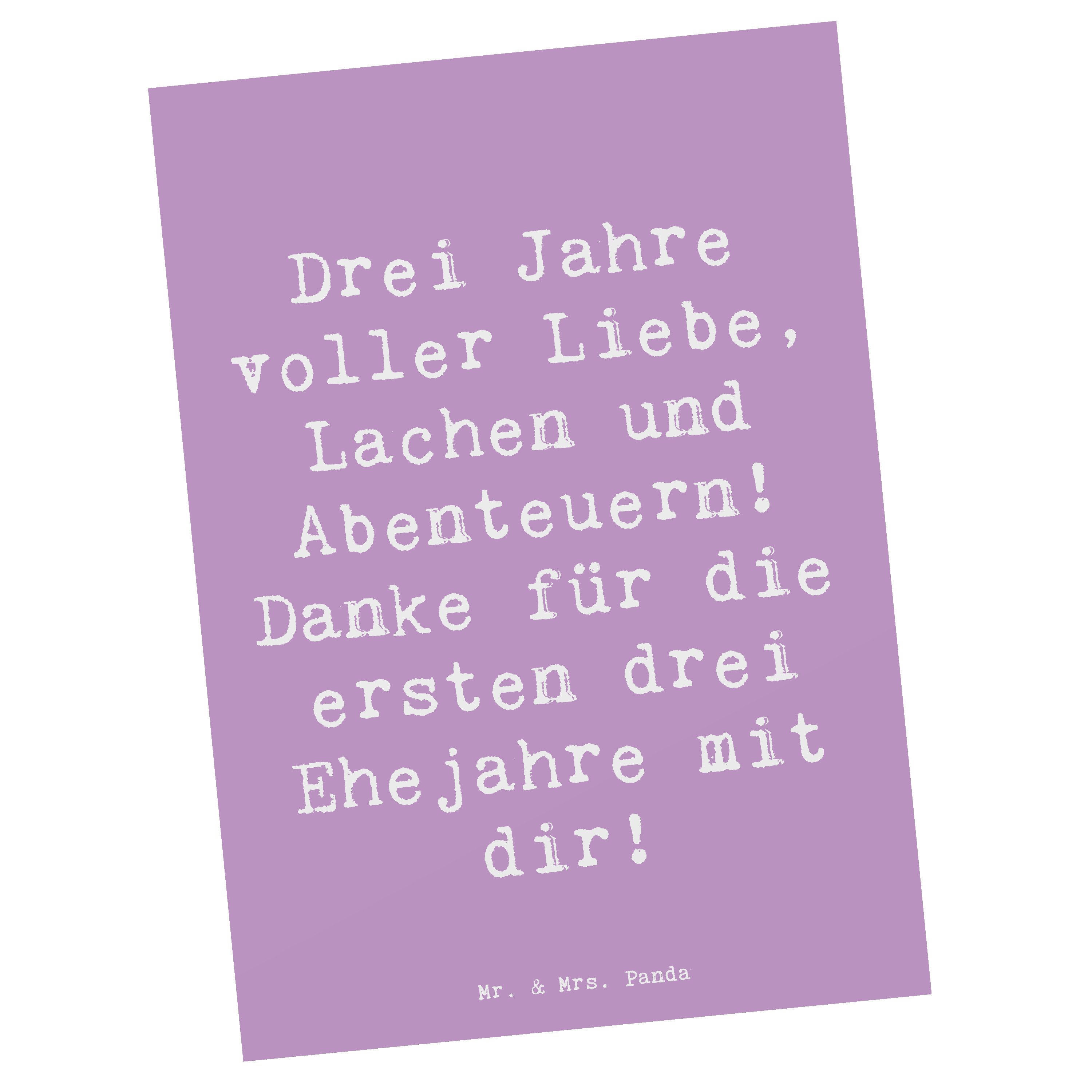 Postkarte 3. Hochzeitstag Lederhochzeit - Lavendeltraum - Geschenk, Lachen und