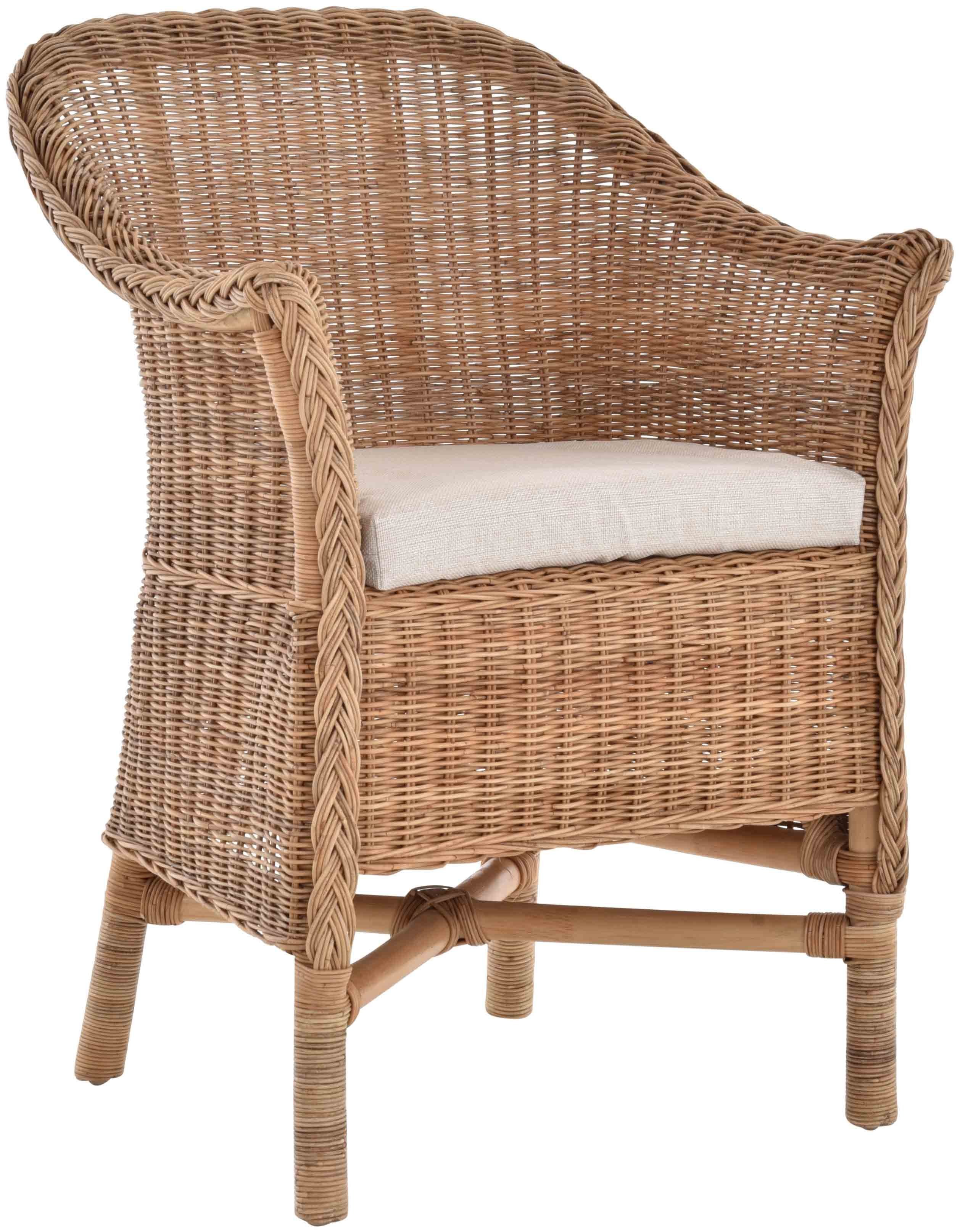 Krines Home Relaxsessel Rattansessel Esszimmersessel echtes Rattan Rattanstuhl mit Armlehnen, Mit Armlehnen