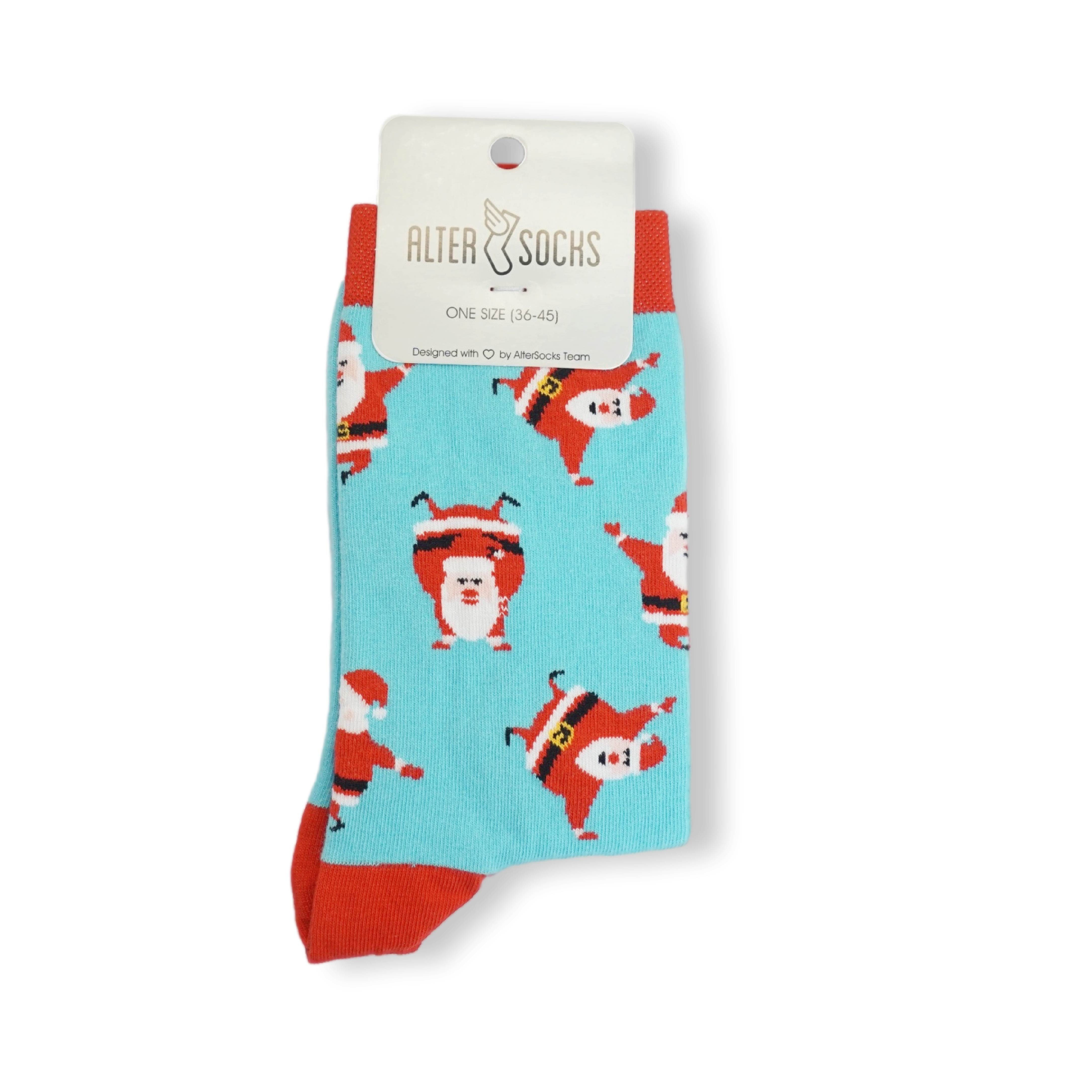 Socken Weihnachtssocken (3 Damen Herren Einheitsgröße Freizeitsocken und Paar) TwoSocks Santa lustige