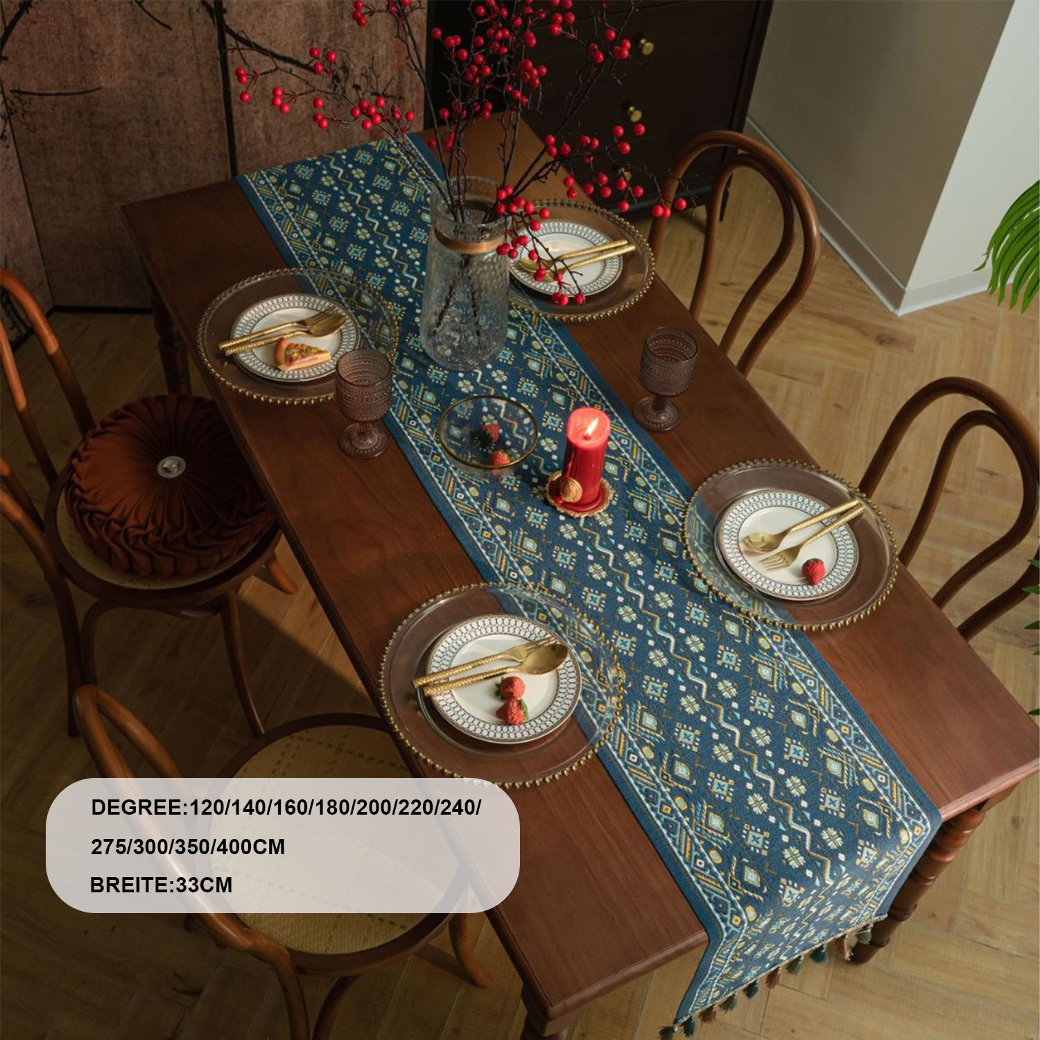 Refttenw Tischläufer Jacquard Tischläufer Mit Quasten Geometrische Muster R günstig online kaufen