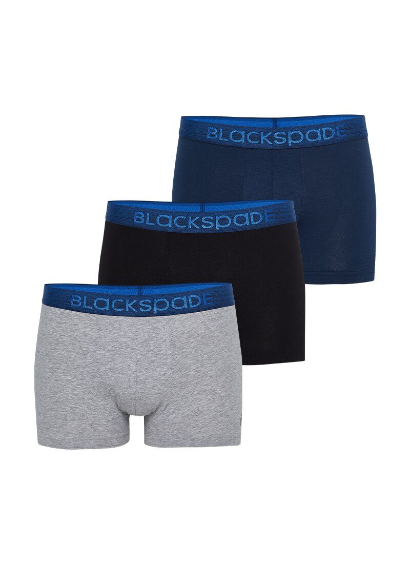 Boxer Herren Boxershorts 3er Set - Grau Blau Schwarz