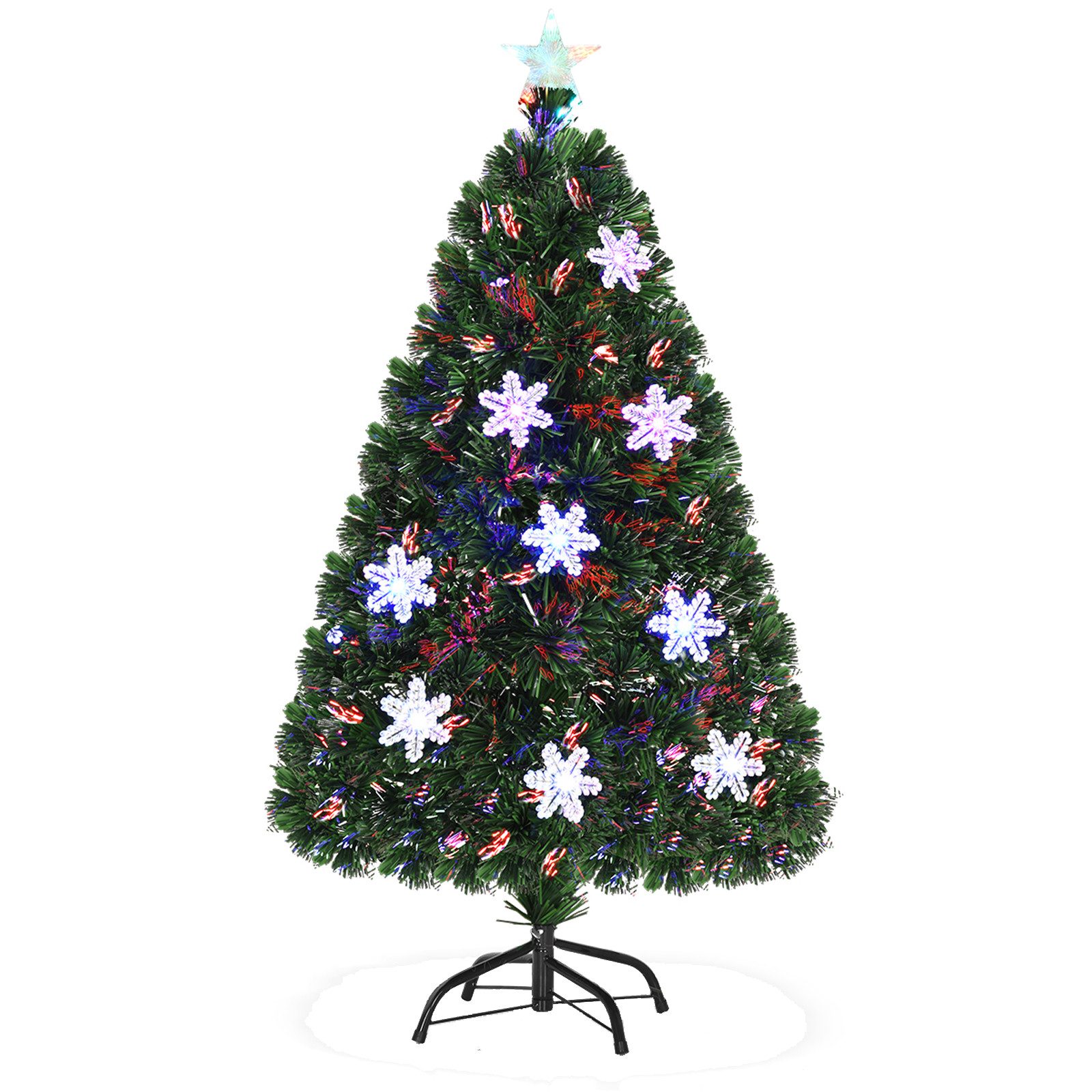 COSTWAY Künstlicher Weihnachtsbaum, mit Sternspitze & Glasfaser-Farbwechsel