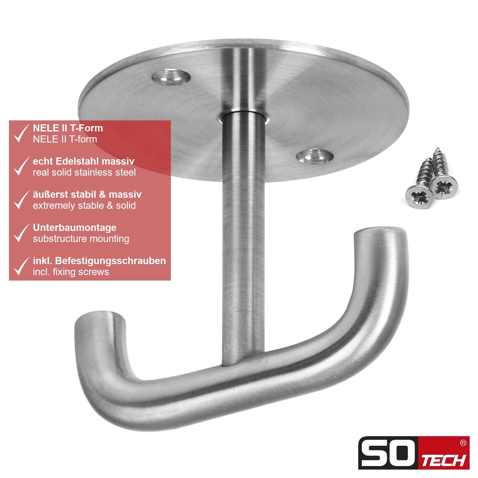 SO-TECH® Garderobenhaken Doppelhaken NELE II (T-Form) aus echtem, massiven günstig online kaufen