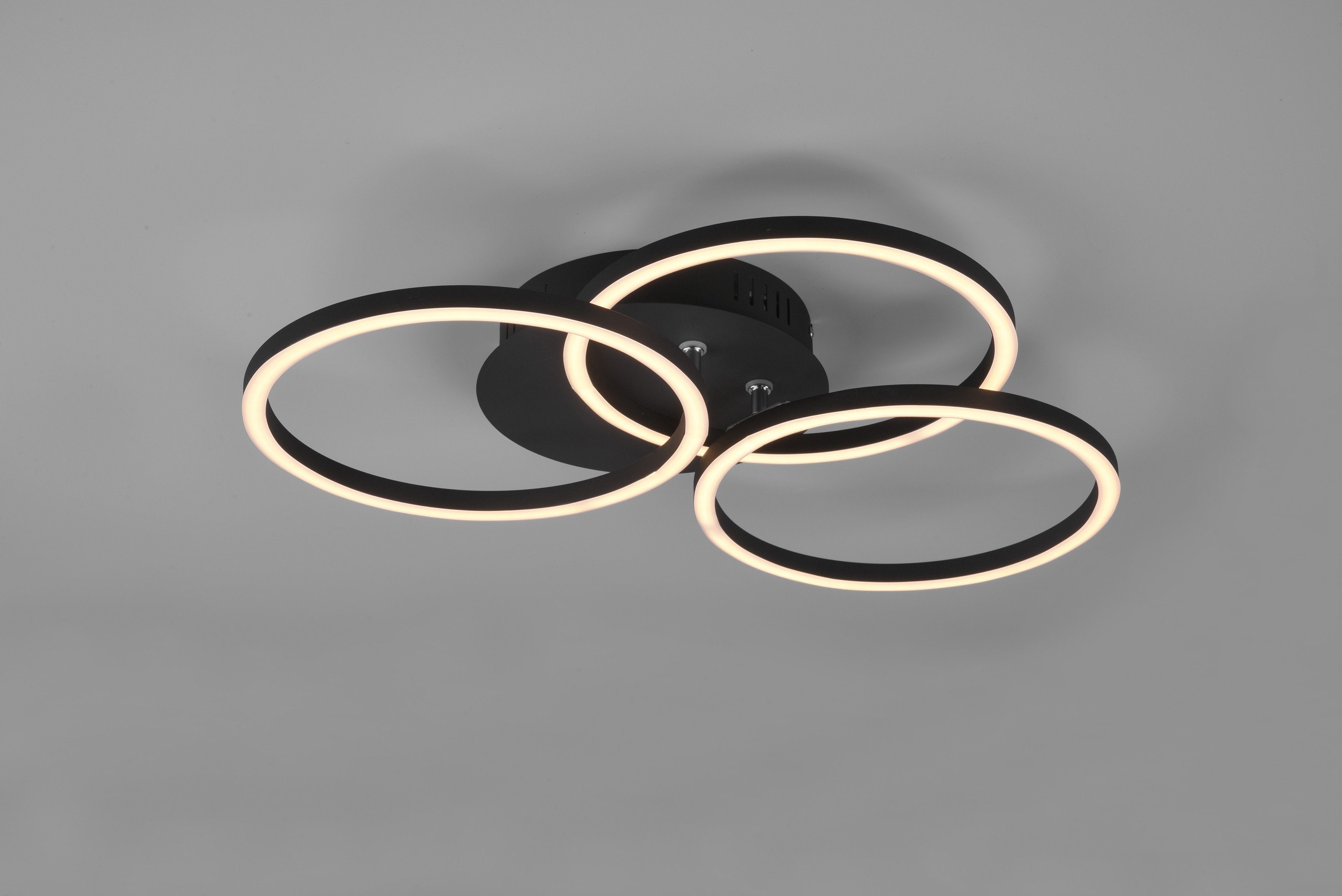 schwenkbaren / Deckenlampe kaltweiß, Memoryfunktion, warmweiß inkl. integriert, matt Nachtlichtfunktion, TRIO Fernbedienung LED Ringen LED Circle, Leuchten fest - schwarz mit Deckenleuchte