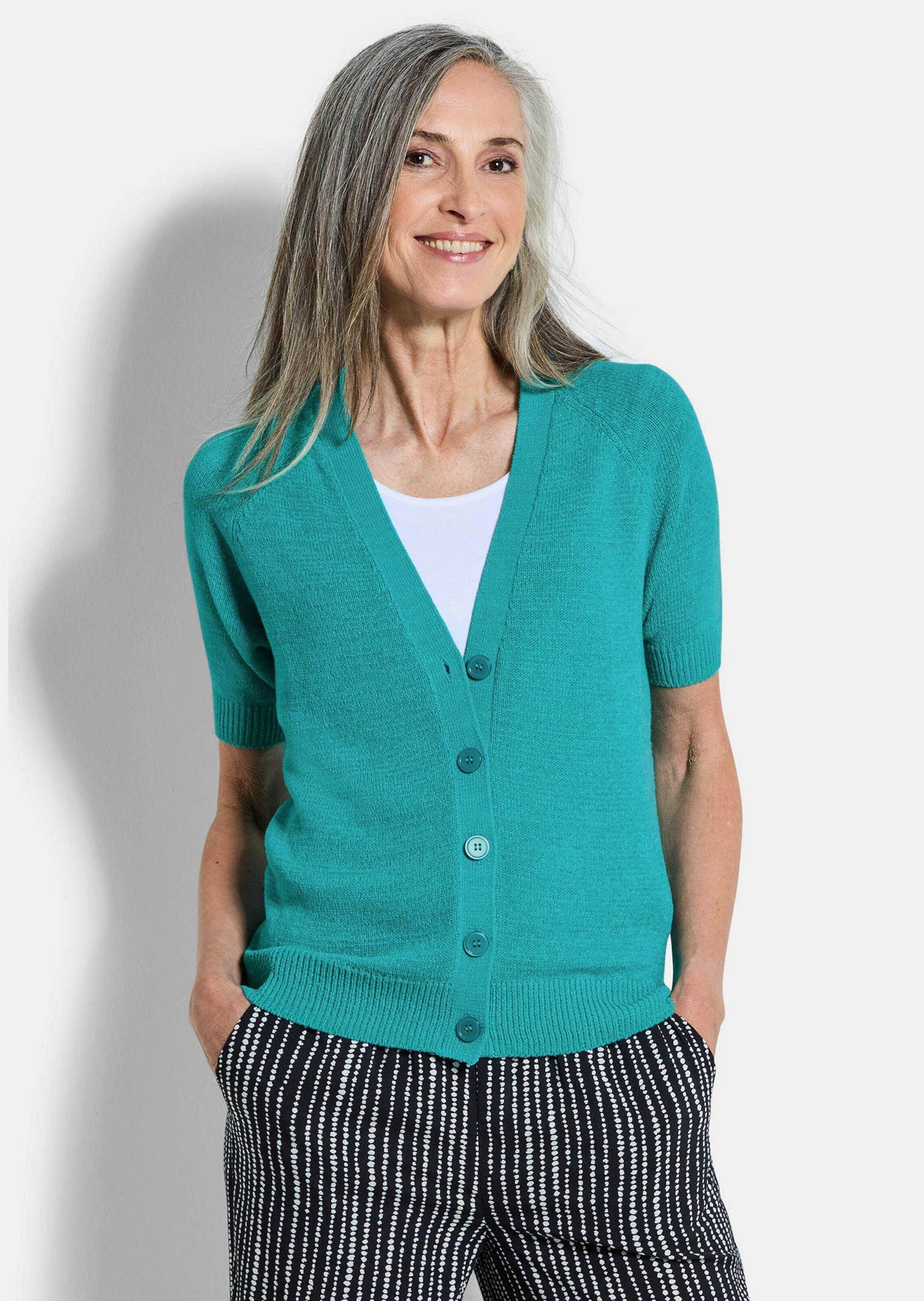 GOLDNER Strickjacke Damen Cardigan in Pink, Halbarm Kurzarm Jäckchen gestri günstig online kaufen