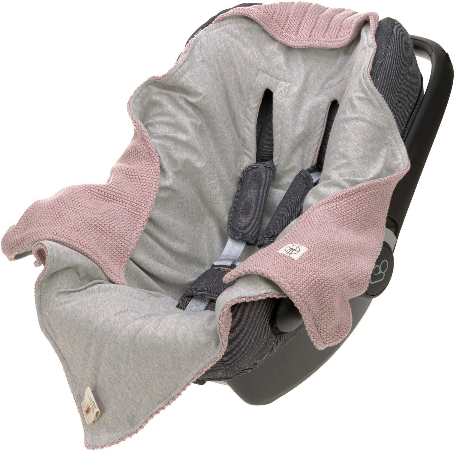 Einschlagdecke organic GOTS für durch made materials, Babyschale, LÄSSIG, dusty BCS with zertifiziert 27262 Einschlagdecke pink,