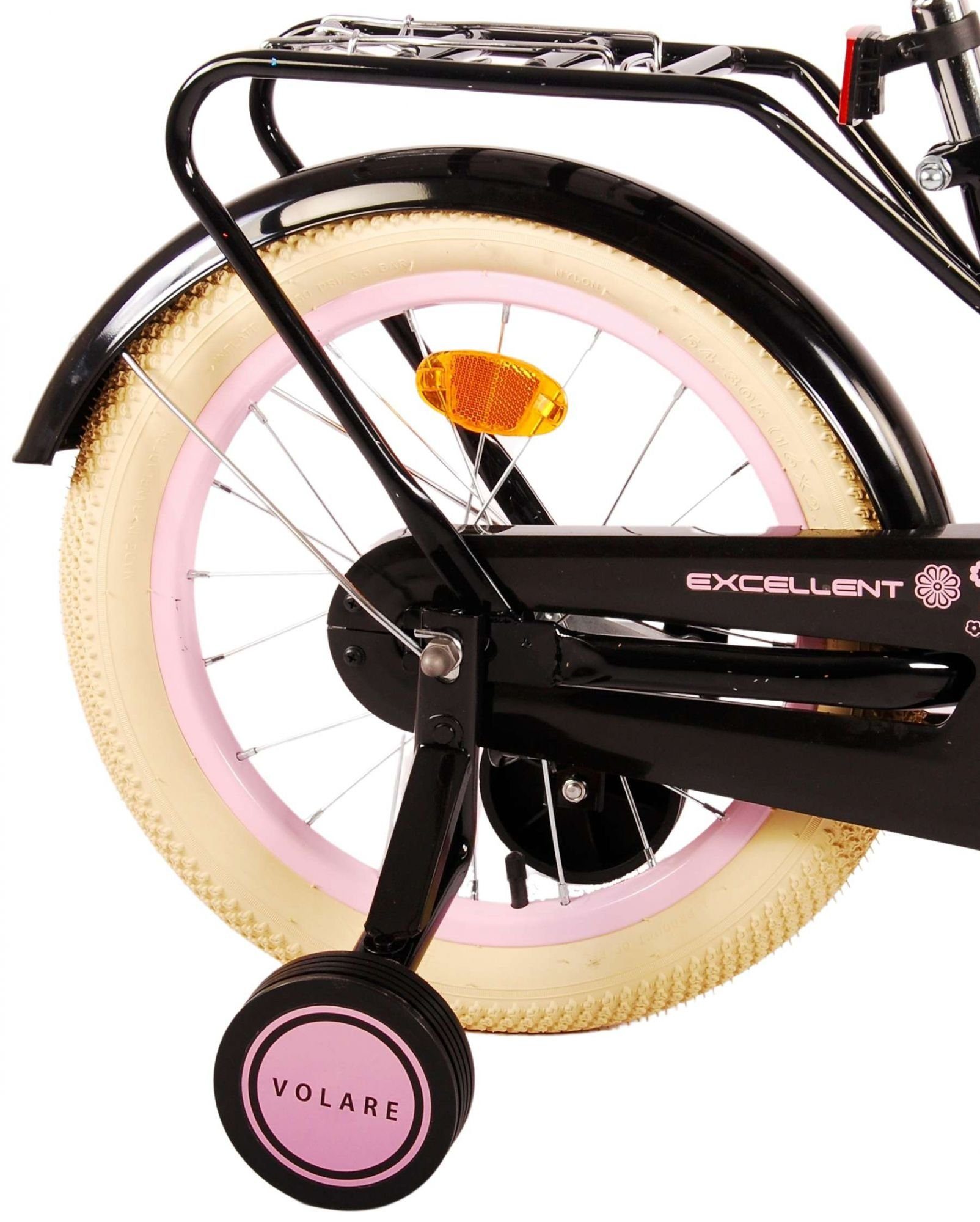 Volare Kinderfahrrad Excellent - Mädchen - 16 oder 18 Zoll- bis 60kg - 95% zusammengebaut, Rücktrittbremse, 3 - 7 Jahre, Luftbereifung