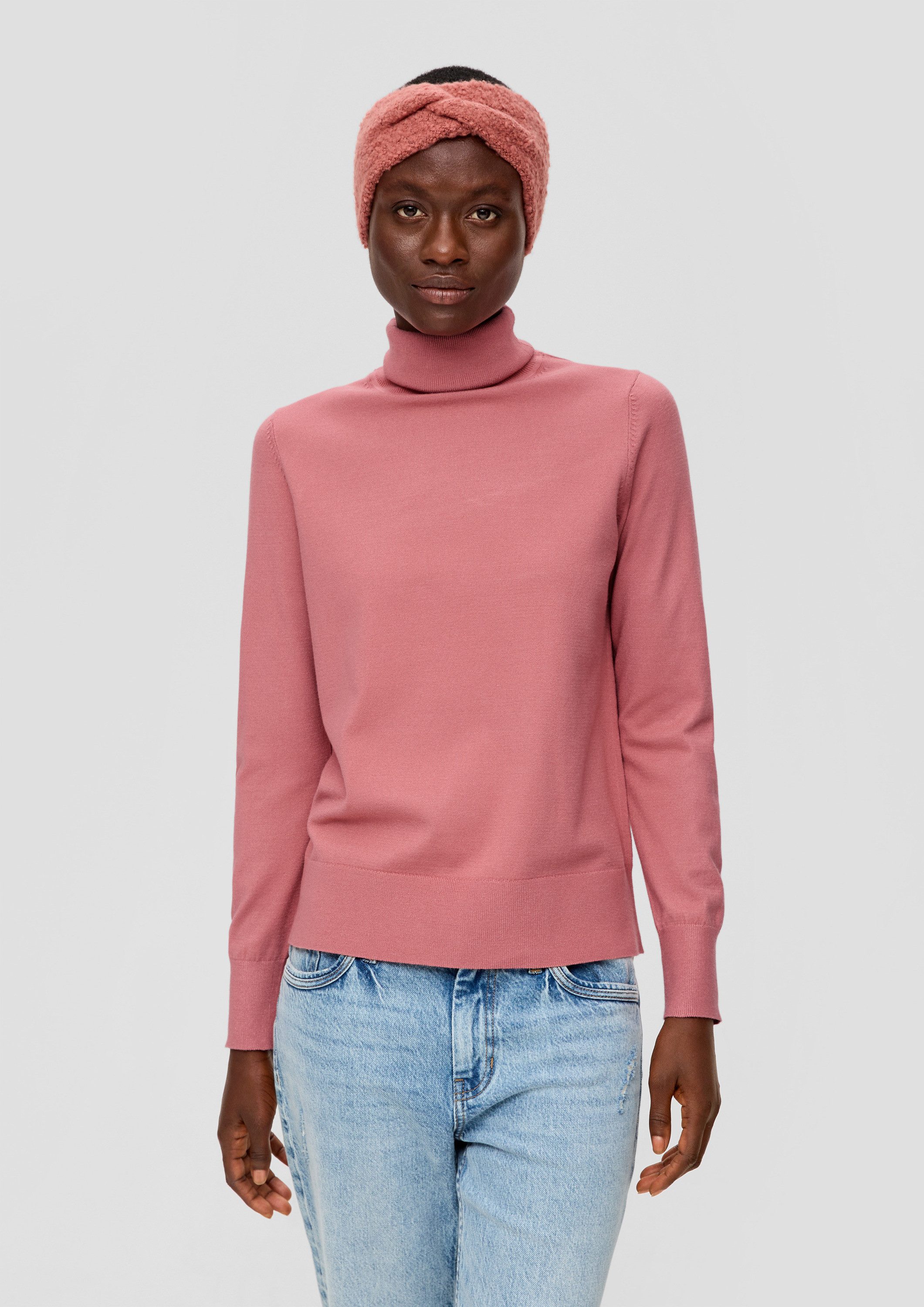 s.Oliver Longpullover Strickpullover Feinstrickpullover mit Rollkragen