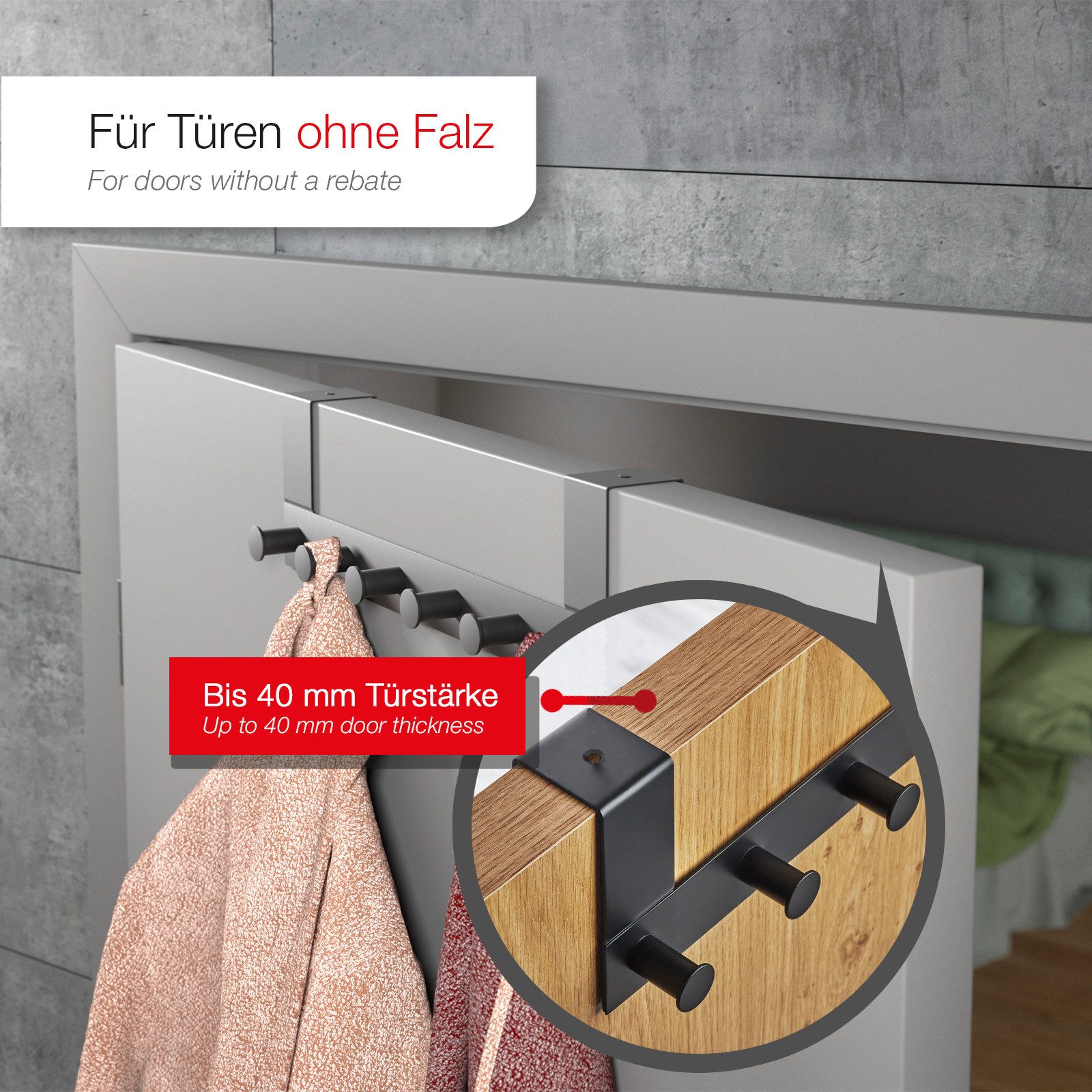 SO-TECH® Türgarderobe Garderobenleiste LINEA 380 x 110 mm, mit 6 Haken Türh günstig online kaufen