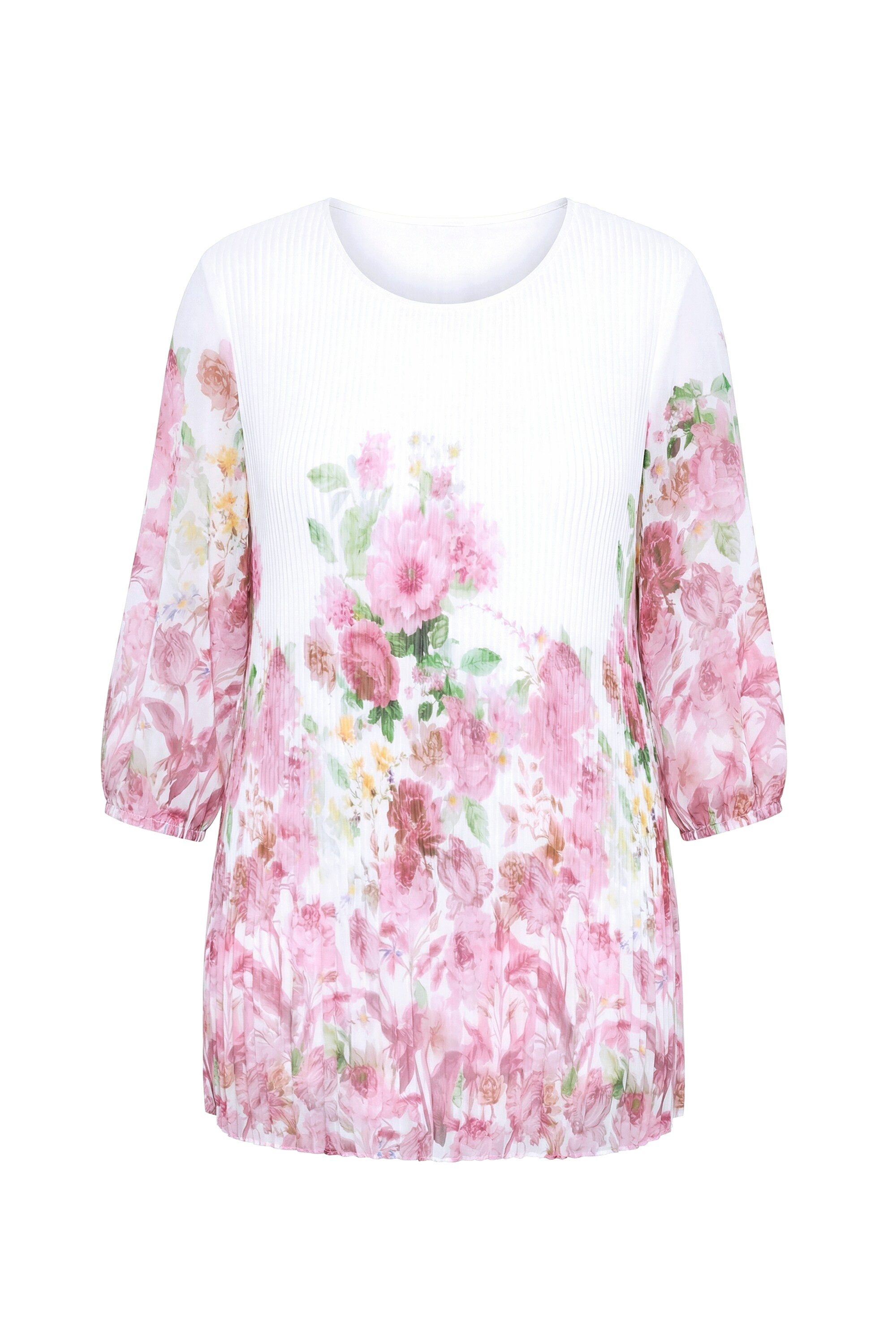MIAMODA Longbluse Bluse A-Linie Sonnenplissee mit Blumendruck