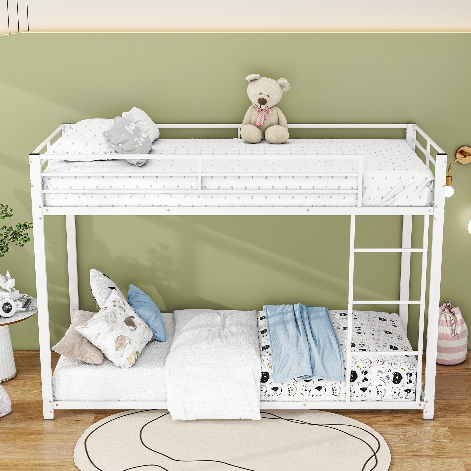 cm Etagenbett Kinderbett in Eisenetagenbetten Eisenbetten, klassischer Weiß Metall, 90×200 Form, Ulife