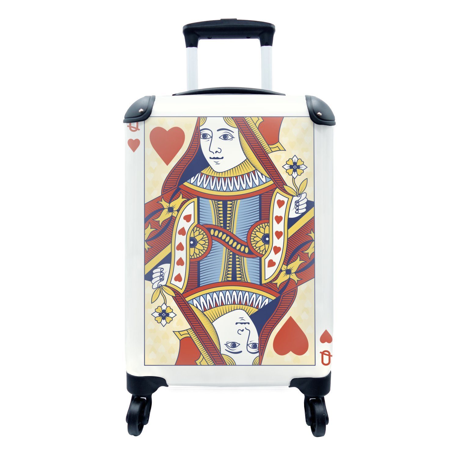 4 einer für Rollen, Handgepäckkoffer Reisetasche Illustrierte MuchoWow Reisekoffer Herzdame, Spielkarte rollen, Trolley, Ferien, Handgepäck mit