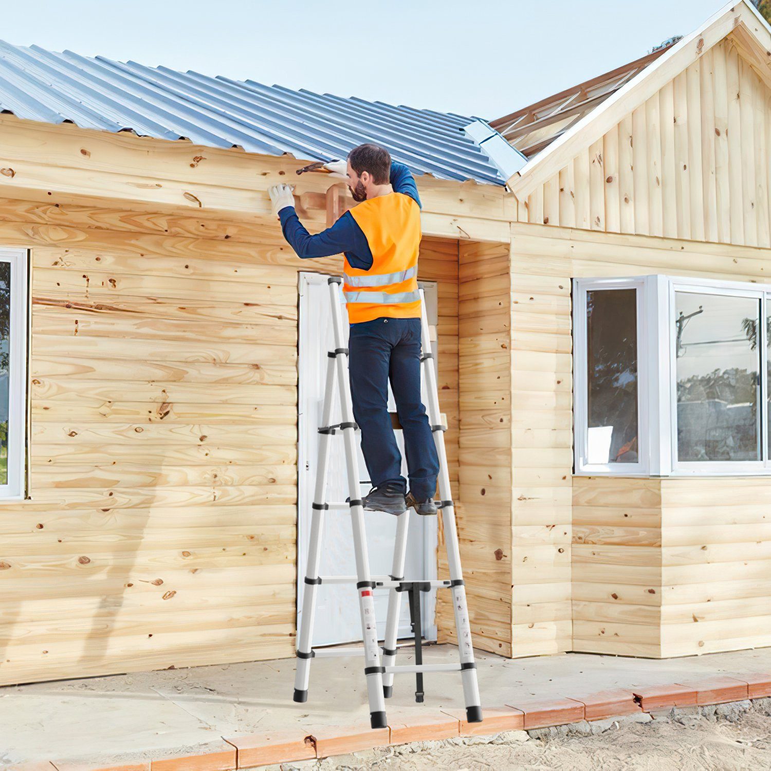 1.4+1.7m Sibler 2.6m-5m Ausziehleiter haken Alu Teleskopleiter Teleskopleiter Teleskopleiter mit Lospitch