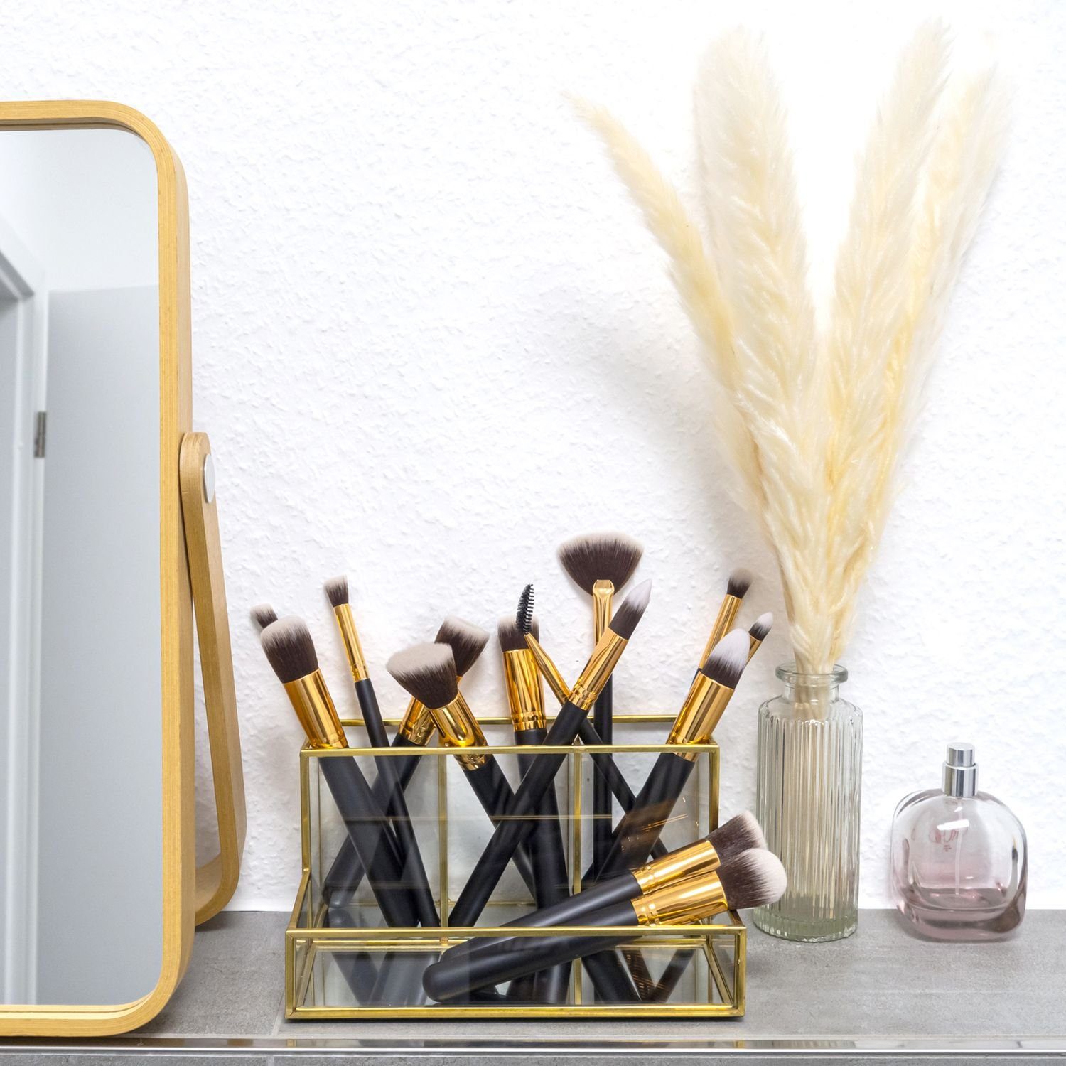 Intirilife Kosmetikpinsel-Set, 16 tlg., Make Up Pinsel Set 16-teilig Synthetisches Pinselhaar