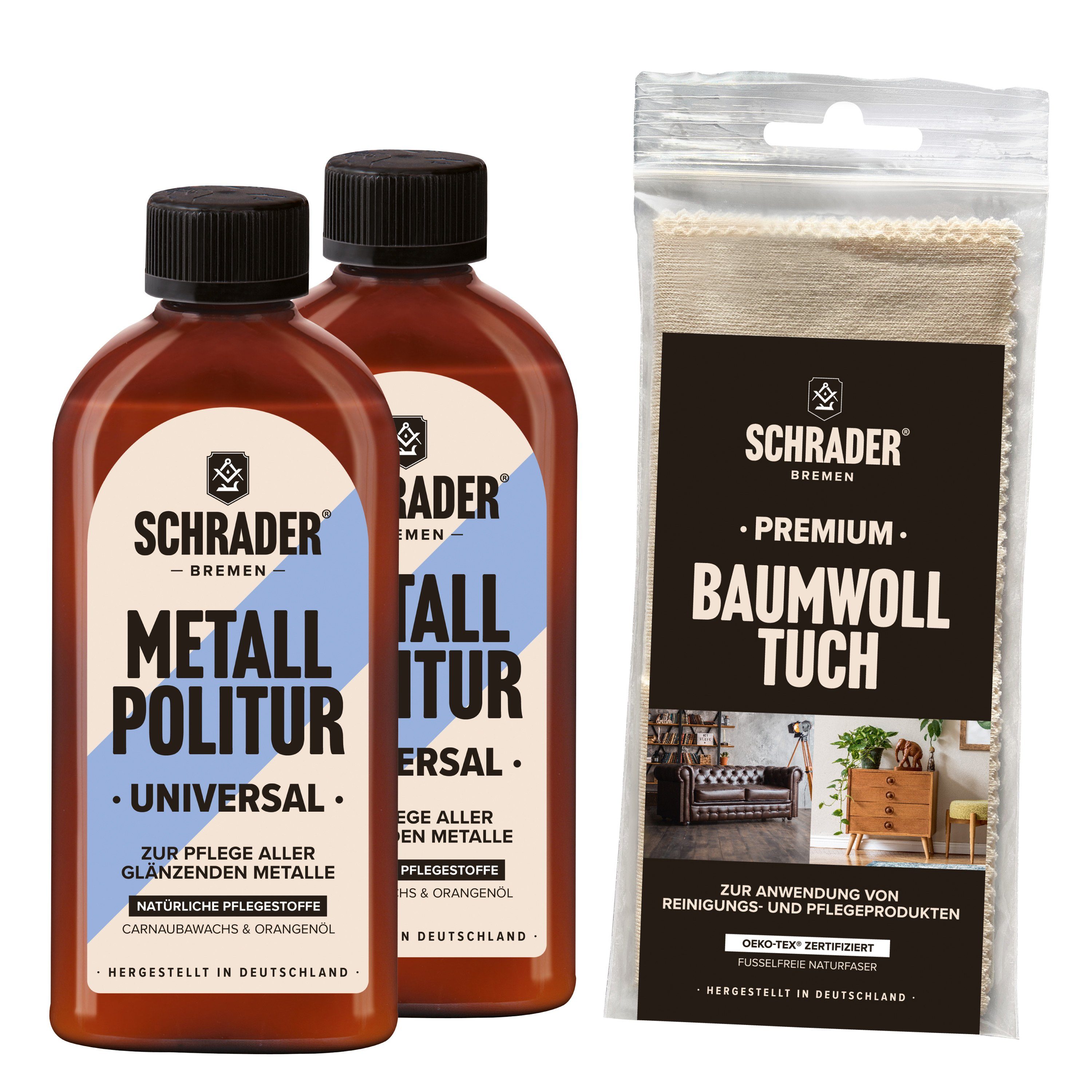 Metall Politur + Baumwolltuch - 2x250ml Politur
