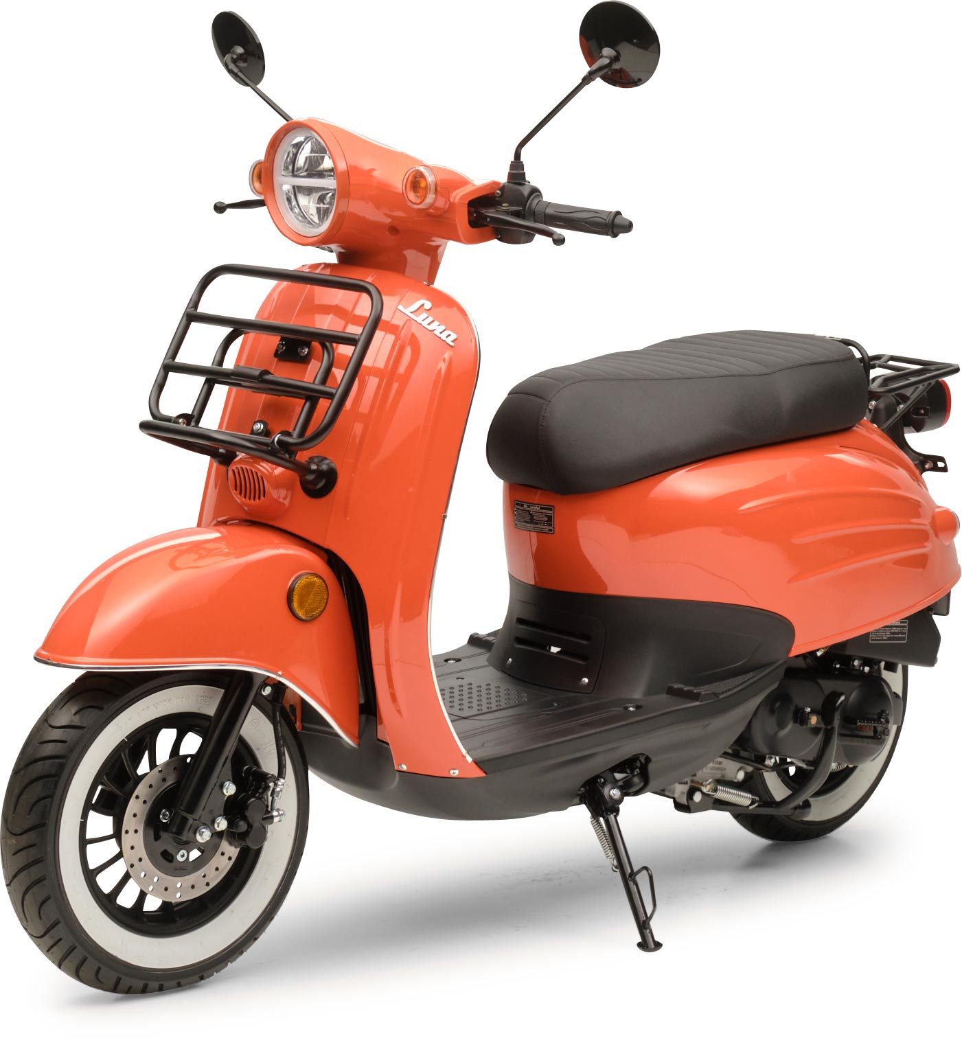 Burnout Motorroller Luna Feuerrot, 50 ccm, 45 km/h, Euro 5, Unverwechselbares Retro Design, Moped