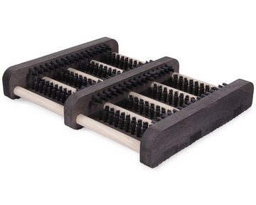 Fußmatte Fußabtreter Schuhabstreifer mit Seitenleisten aus Holz, ONDIS24, rechteckig, Höhe: 60 mm, Bürsten aus Nylon, für Innen- und Außenbereich