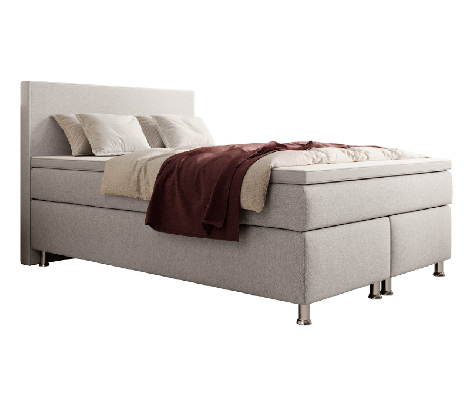 inter Boxspringbett Gent inkl.Topper (140x200 cm, Anthrazit), inkl. 7 Zonen Taschenfederkernmatratzen, inkl.Topper