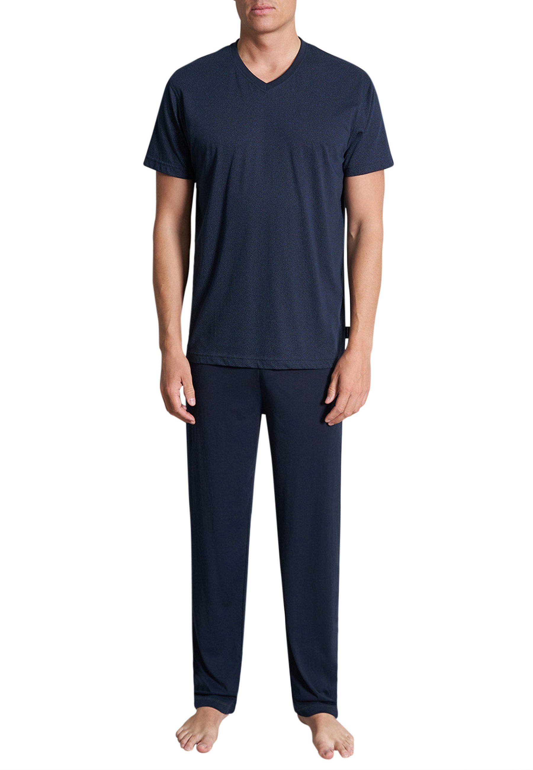 Pyjama (1 tlg) Pyjama Herren blau bedruckt CECEBA CECEBA