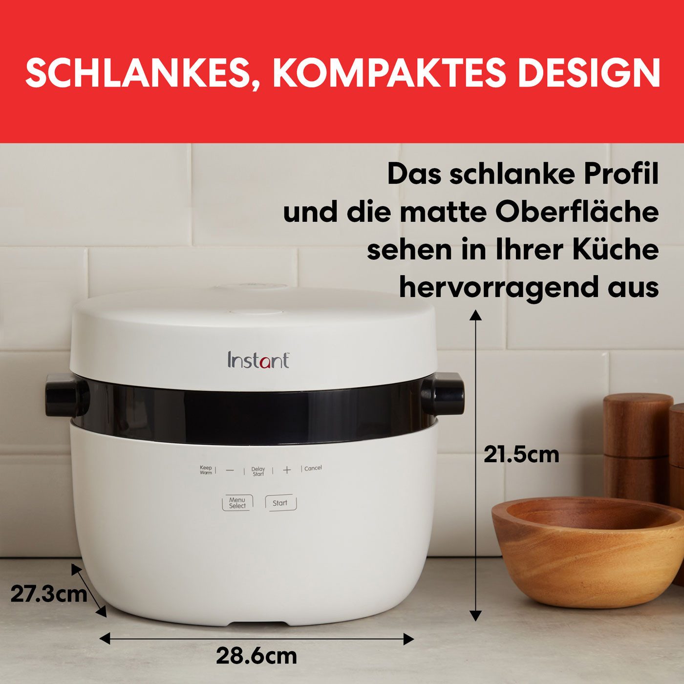 Instant Pot Reiskocher 6-in-1 Dampfgarer 2,8L Schongaren Sautieren, 600 W, One-Pot-Mahlzeiten, bis zu 12 Portionen, Zeit & Temperatureinstellung