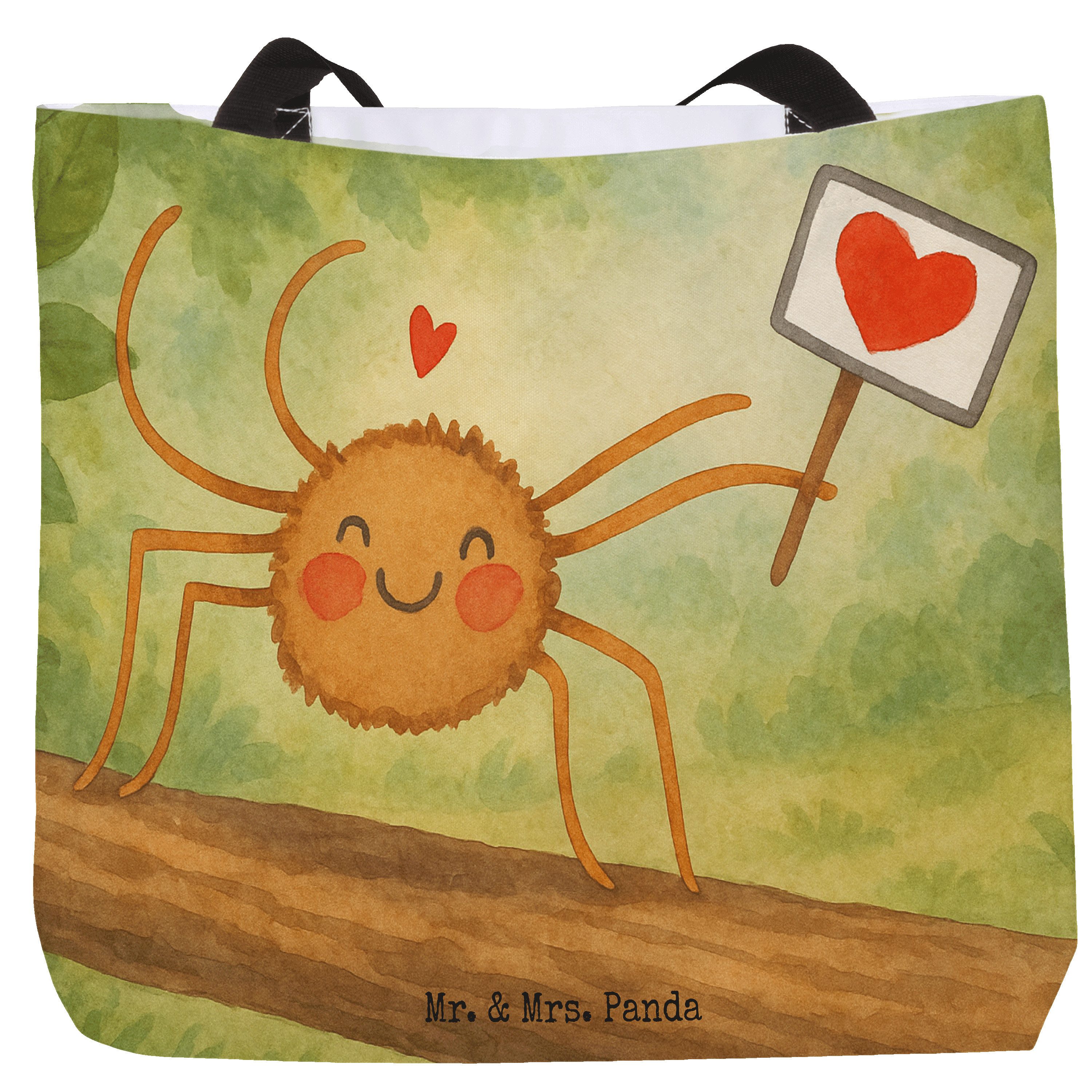 Shopper Spinne Agathe Motivation Design, Tote Bag, Weiß, Liebe, Bag, Bücherta