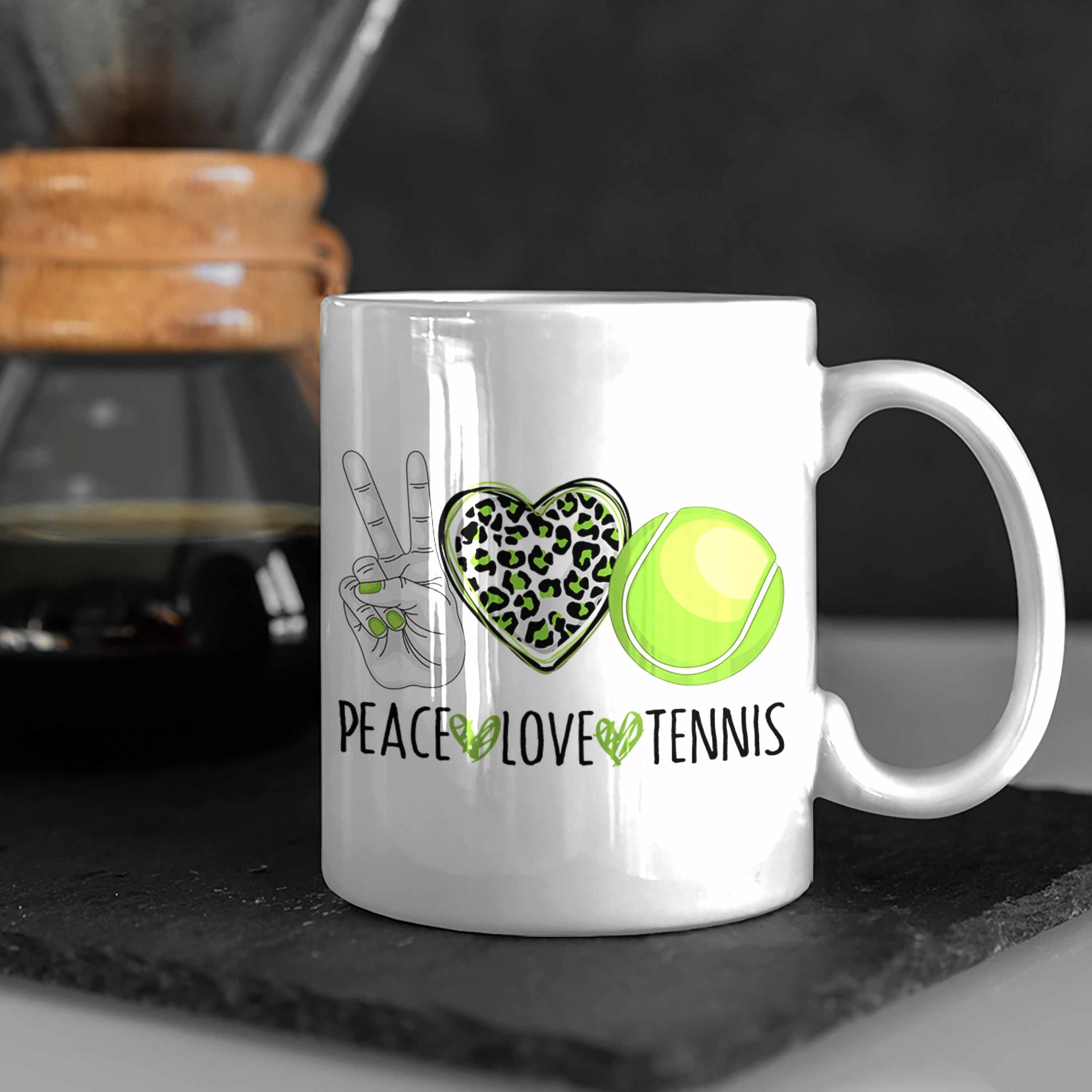 Trendation Tasse Coach Trainer Weiss "Peace Geschenk Tennis-Spieler Tasse Tennis für Lustige