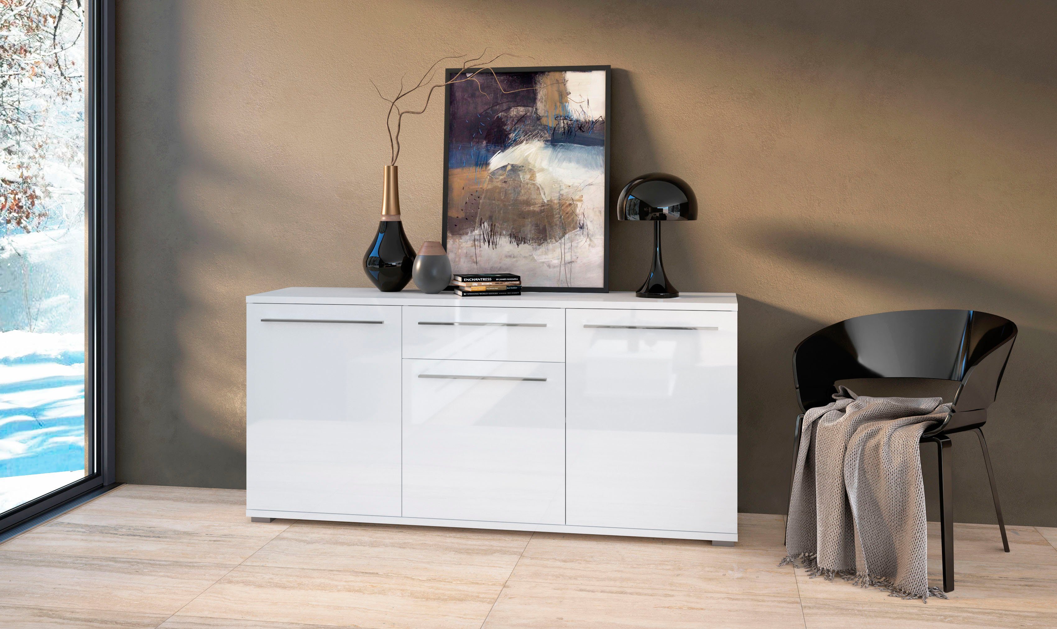 Places of Style Kommode Piano (H/B/T): 84,6/150/45,2cm), UV lackiert, Soft-Close Funktion