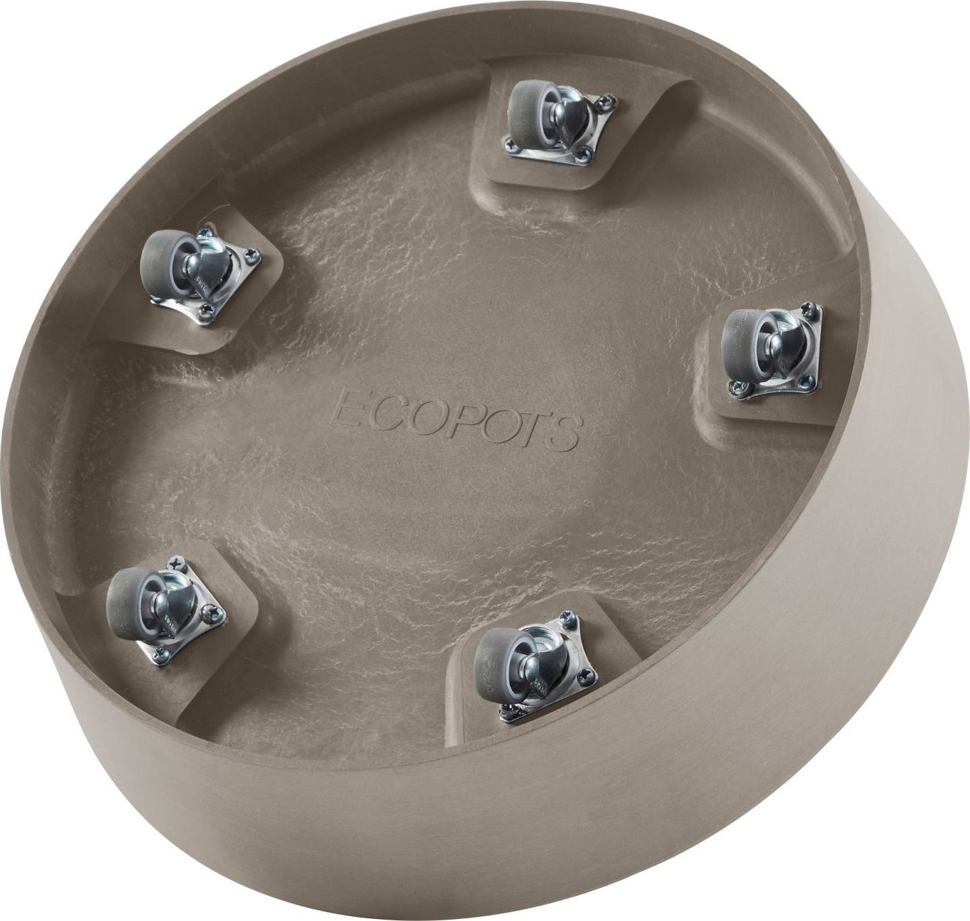 Thumbnail - ECOPOTS Blumentopfuntersetzer SAUCER WHEELS Taupe, BxTxH: 34,1x34,1x9 cm