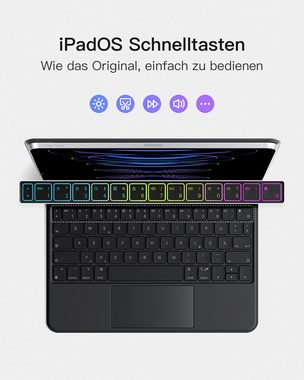 Inateck iPad Hülle mit Tastatur, für iPad Air 6/5/4, iPad Pro 11 Zoll 4/3/2/1 iPad-Tastatur (vollflächiges Touchpad, 3-Zonen 7-Farben-Mischhintergrun)