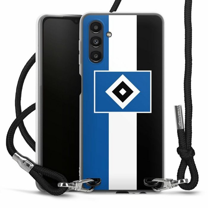 DeinDesign Handyhülle HSV Streifen Hamburger SV HSV Streifen - Blau-Weiß-Schwarz Samsung Galaxy A04s Handykette Hülle mit Band Case zum Umhängen