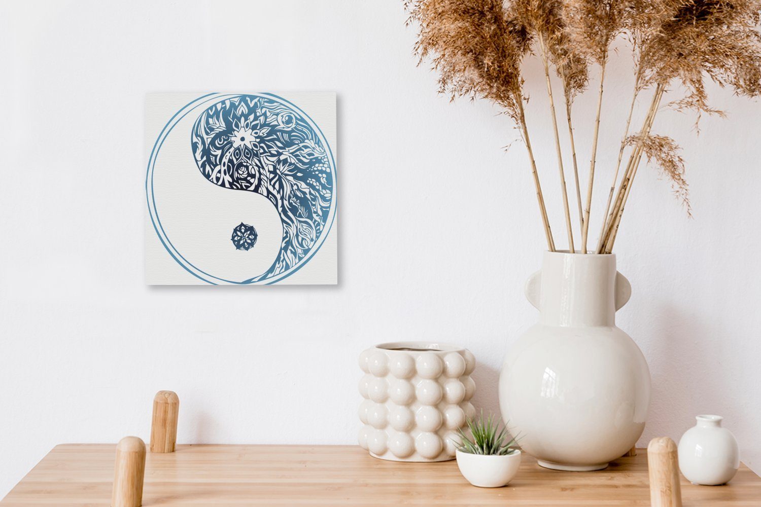 (1 für und Leinwandbild Yang St), Wohnzimmer Schlafzimmer Illustration Bilder Leinwand OneMillionCanvasses® Eine Yin in von Blumen,