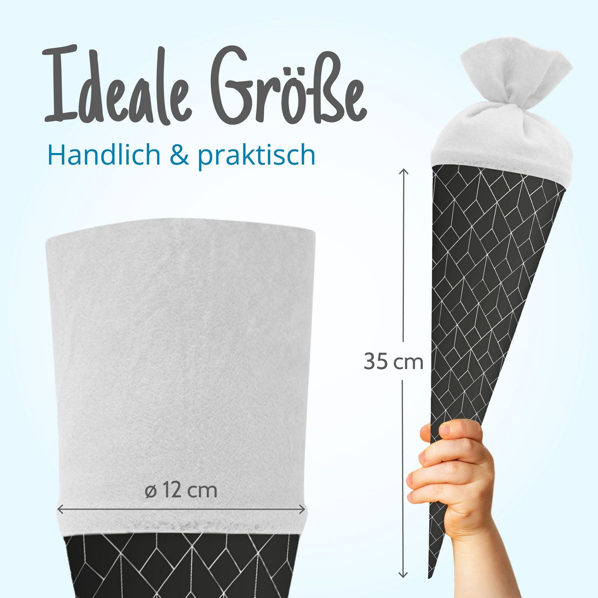 itenga Schultüte itenga Geschwister Schultüte 35cm "Muster abstrakt" schwarz weiß – Bild 5 von 5
