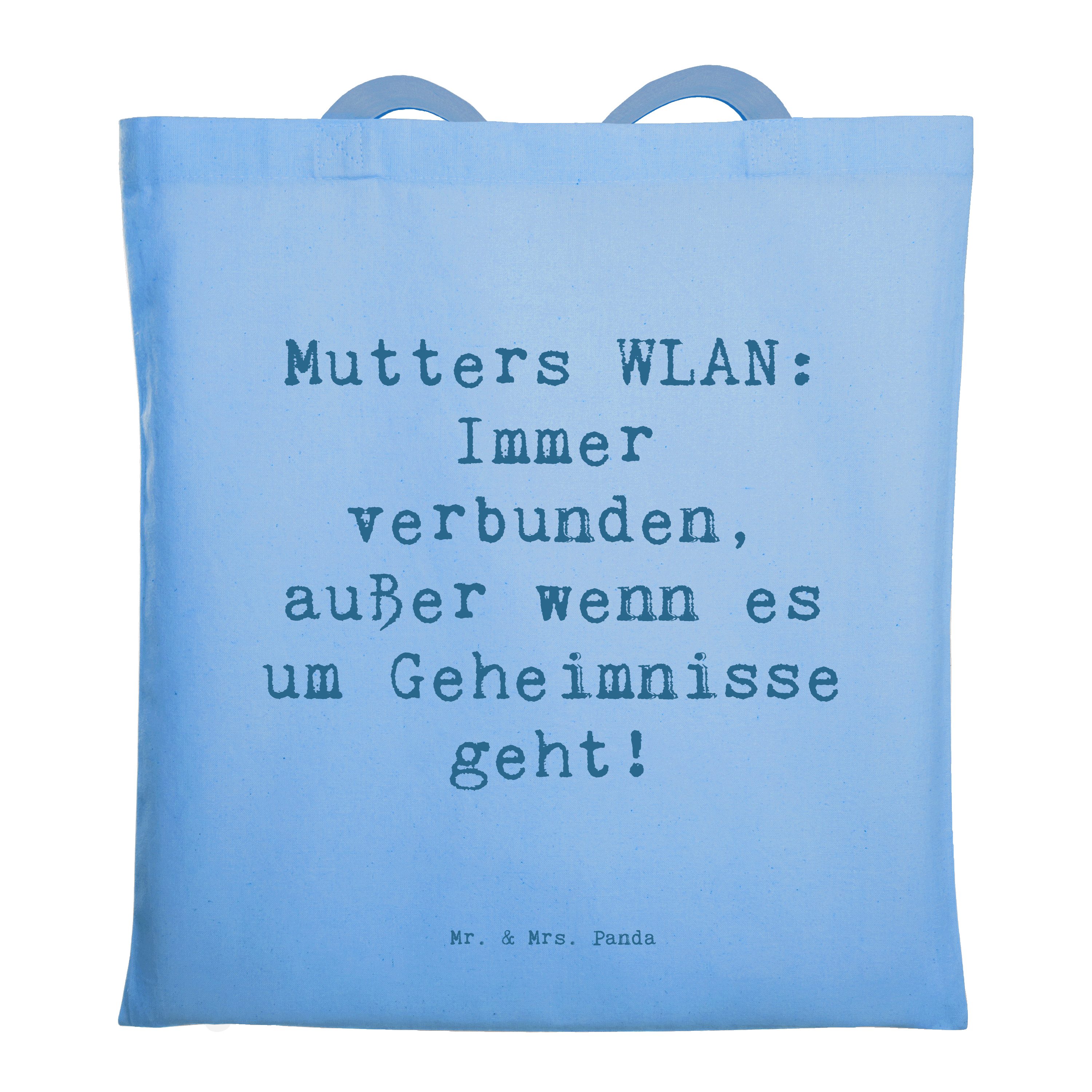 Mr. & Mrs. Panda Tragetasche Spruch Mutters WLAN - Sky Blue - Geschenk, Informationsquelle, Umhäng (1-tlg), Lange Tragegriffe