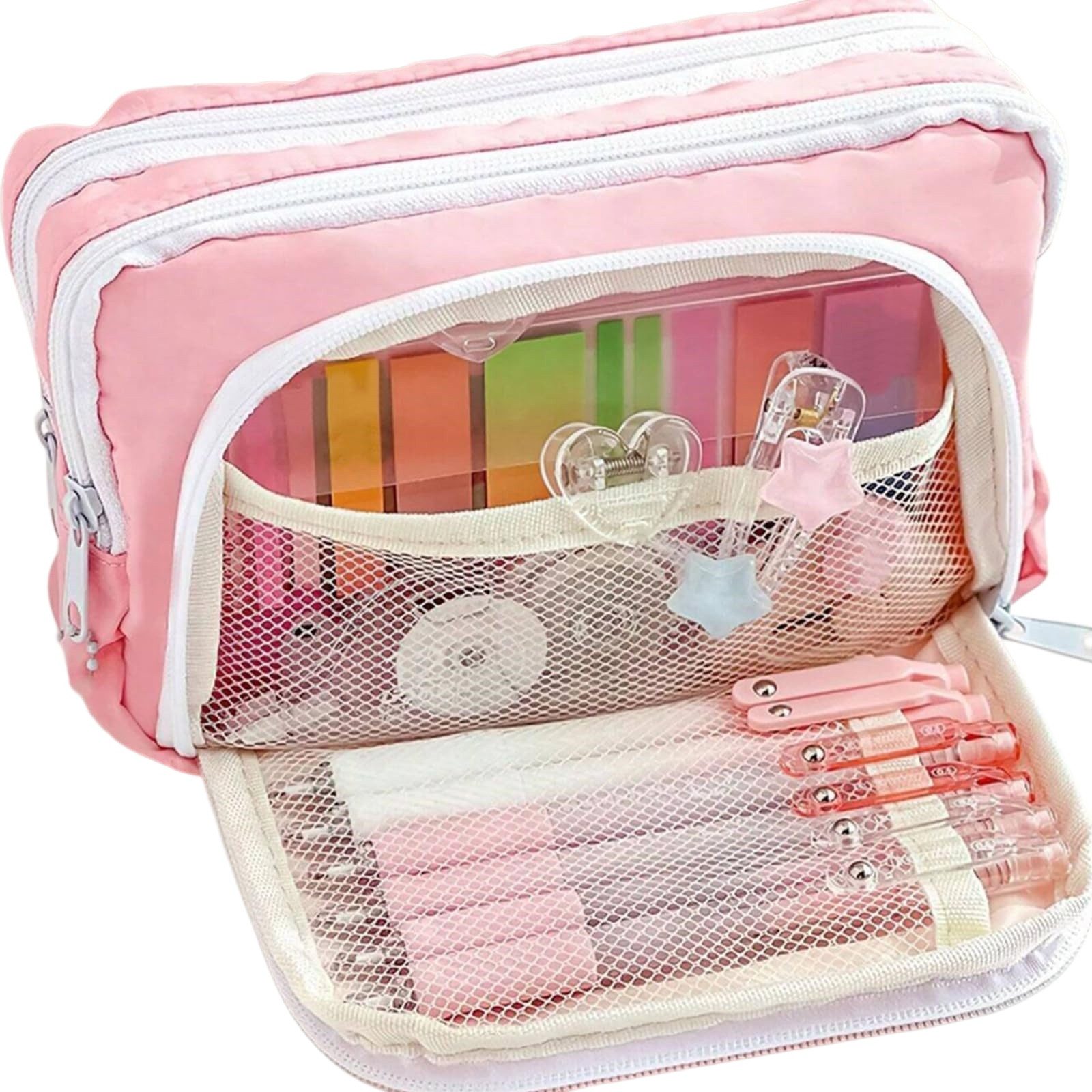 nsihing Federmäppchen Federmäppchen mit großer Kapazität, ästhetisches Mäppchen mit Fächern, Tragbare Federtasche für Schule, Uni und Büro