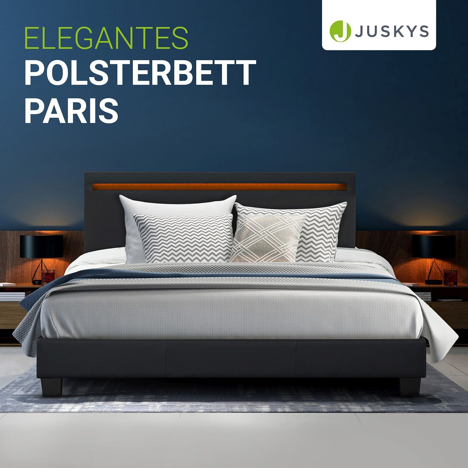 Juskys Polsterbett Paris, 140x200 cm, bunte günstig online kaufen