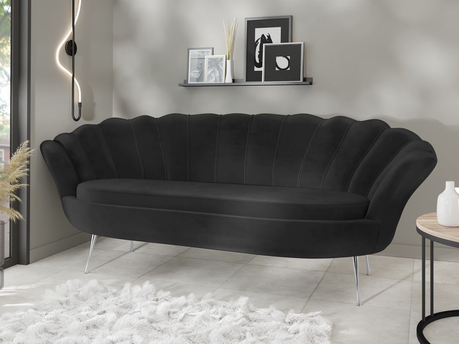 WFL GROUP Sofa Muschel, Samt 3-Sitzer günstig online kaufen