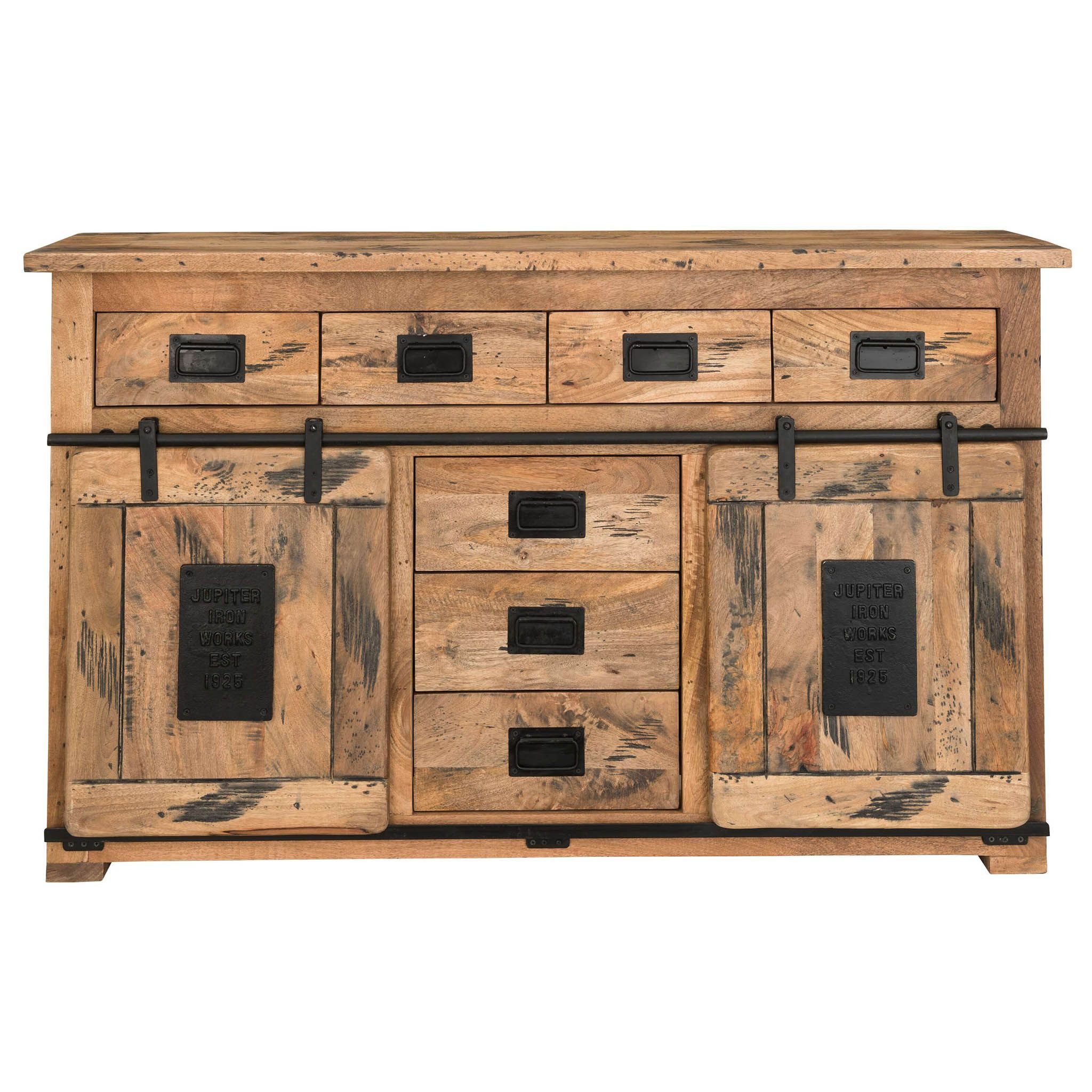 bene living Sideboard Florenz Vintage - 150 cm - Mangoholz (Indoor-Möbelset, 1 St), hochwertiges Massivholz - Schiebetüren und Schubladen