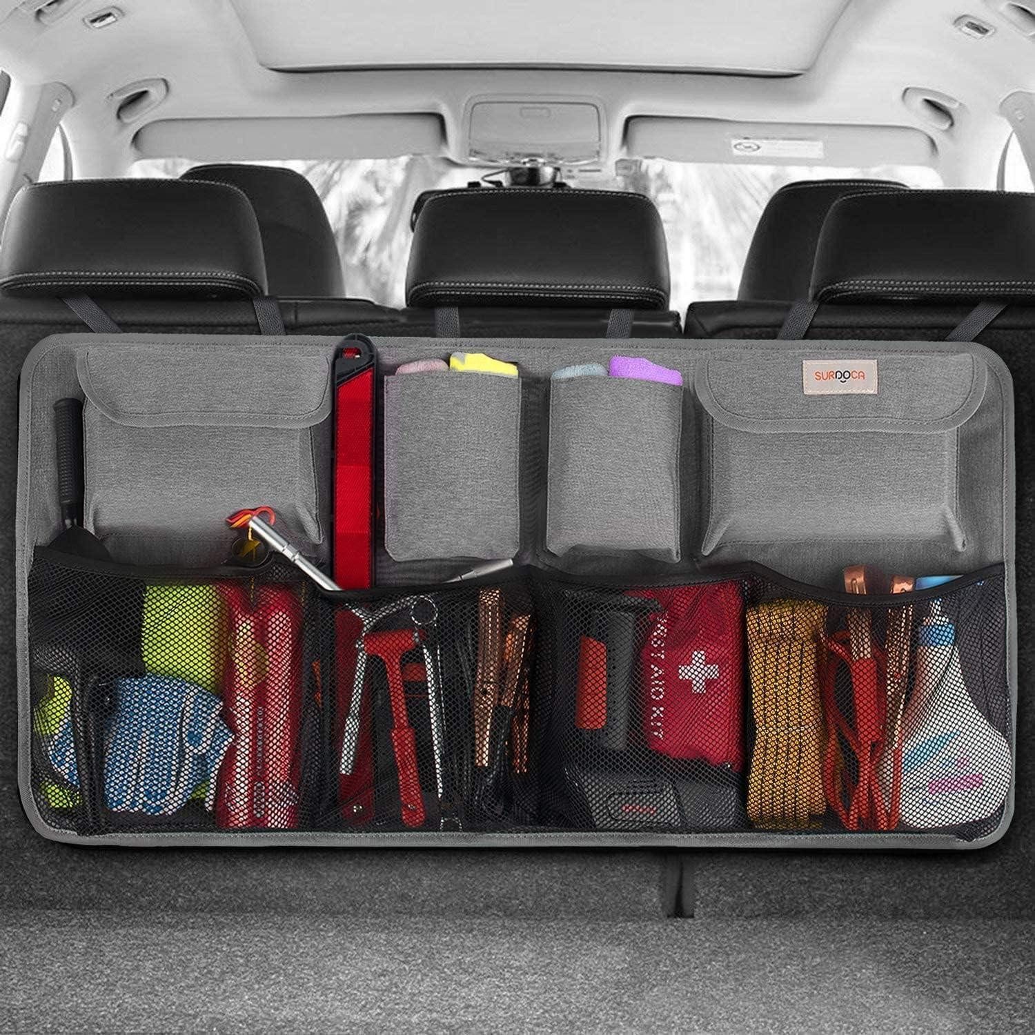 Rücksitzorganizer Kofferraum Organizer SUV Kofferraumtasche Grau XL 110x48 cm