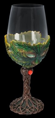 Figuren Shop GmbH Weinglas Weinglas Greenman - Tree Spirit - Fantasy mystisches Glas Dekoration, Kunststein (Polyresin), Glas