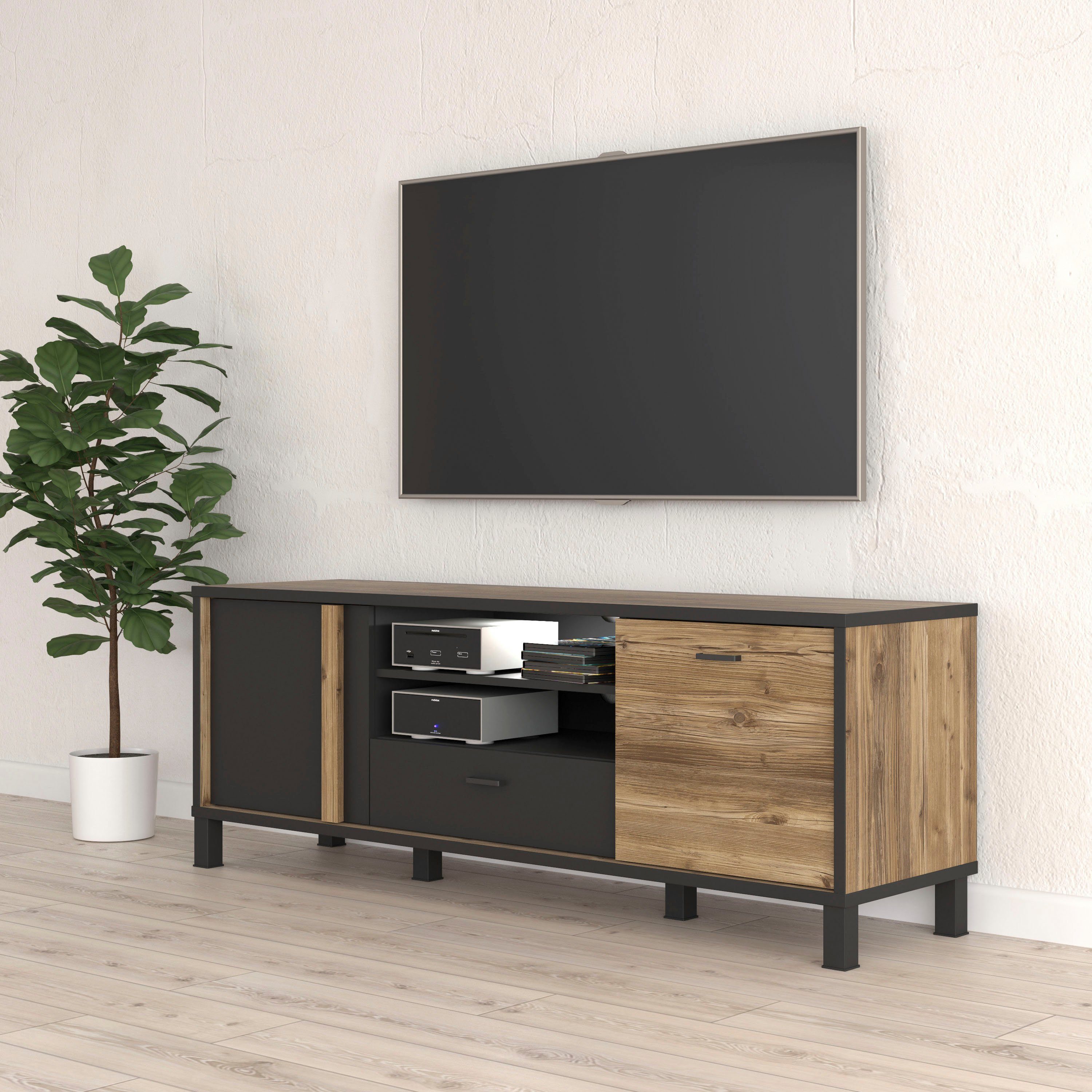 FORTE Lowboard Hayato, TV-Schrank, TV-Board, Breite ca. 154 cm