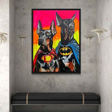 DOTCOMCANVAS® Leinwandbild Hero Dogs, Leinwandbild Batman Superman Hero Dogs Comic Pop Art Druck Wandbild