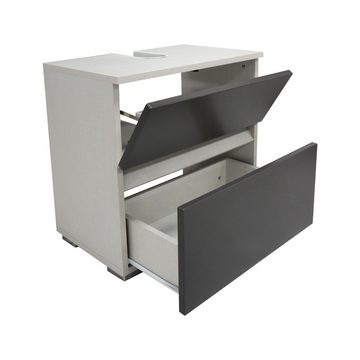 Karen Waschbeckenunterschrank Damla (Waschbeckenunterschrank, Unterschrank mit Klappe und Schublade) Breite 60 cm, Front anthrazit