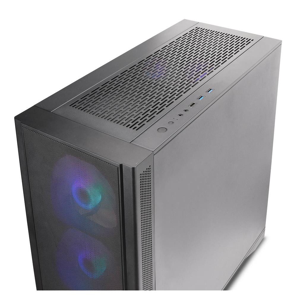 Silentware PC-Gehäuse Air 1000 Black, (Computer Case, 1 St., Midi Tower), Glas-Seitenfenster, 4X 140mm A-RGB Lüfter, GPU 400mm, ATX, Schwarz