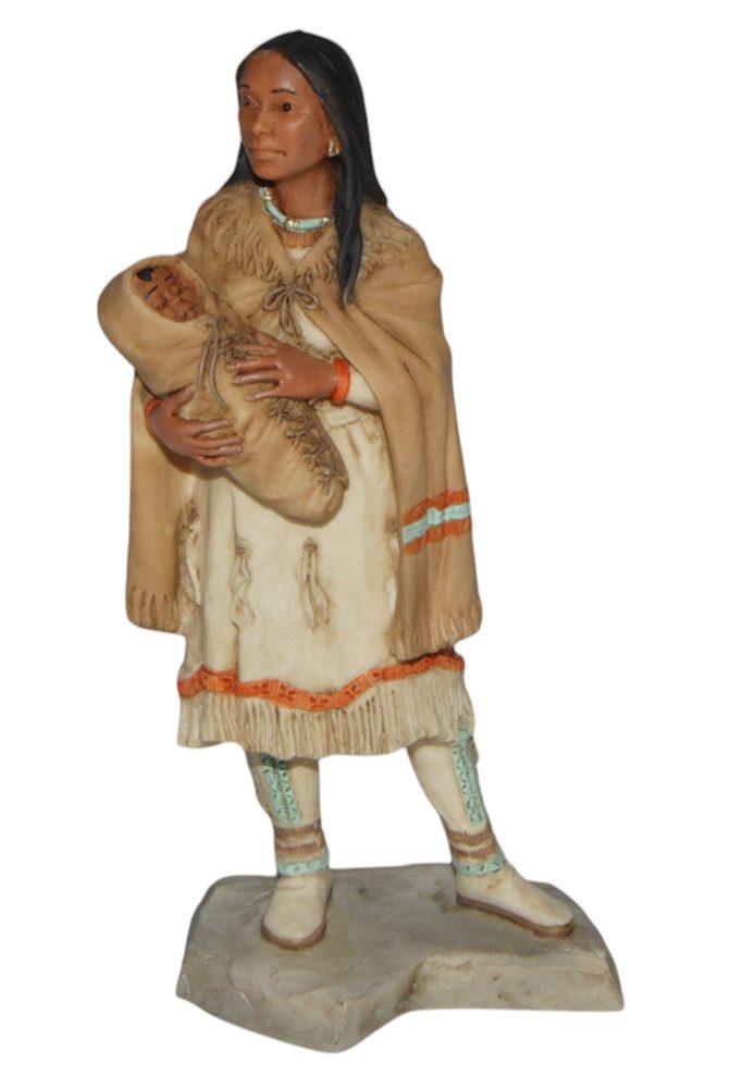 Dekofigur Sacajawea mit Kind H 15 cm Dekofigur Native American Castagna