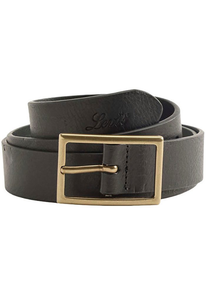 Levi's® Ledergürtel RECTANGLE BELT mit goldfarbener Schließe und Logoprägung