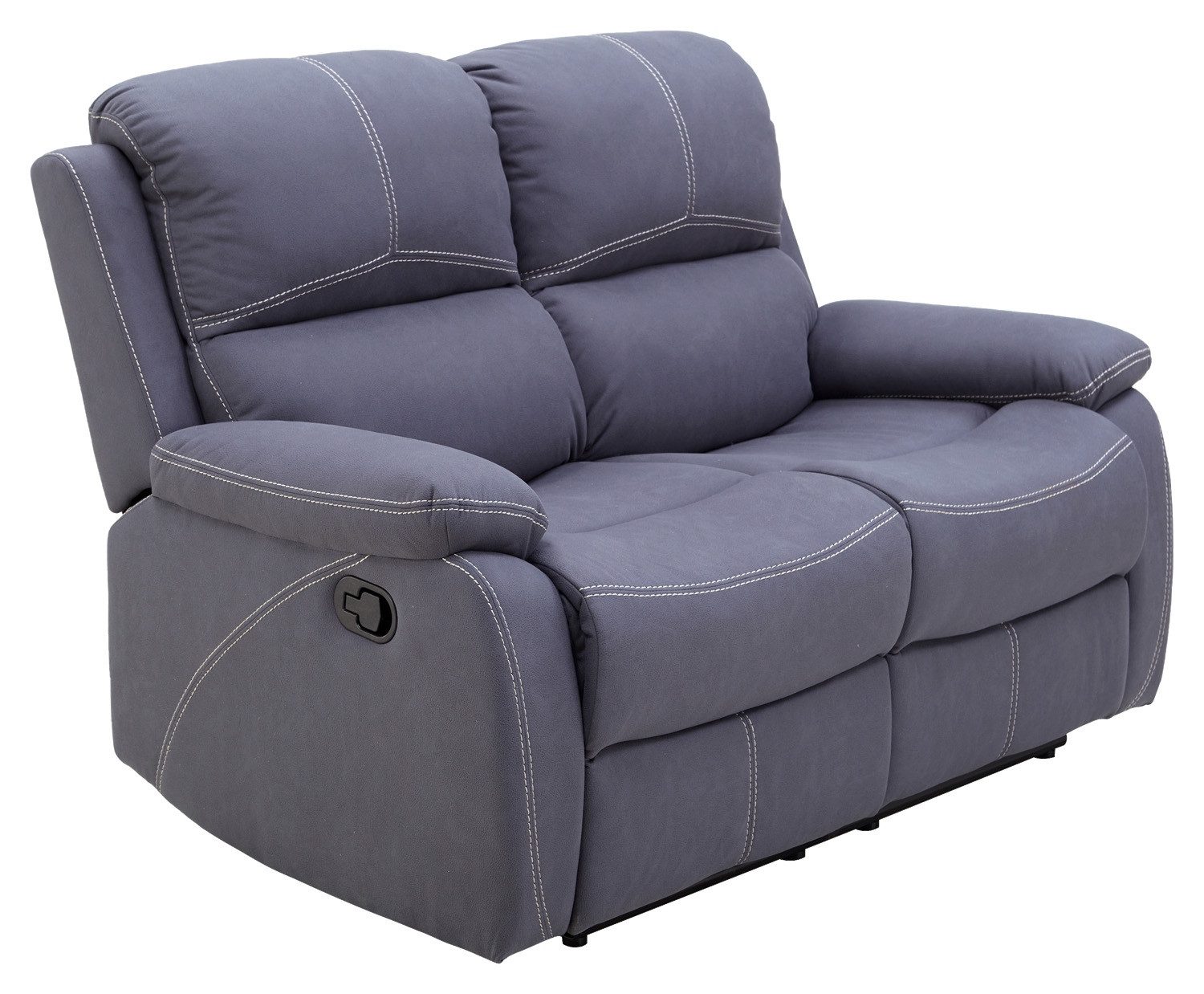 Femo Trade 2-Sitzer FM-3231, Graublau, Mikrofaser, mit Armlehnen, manuelle Relaxfunktion & Fußstütze, B 139 x H 101 x T 94 cm